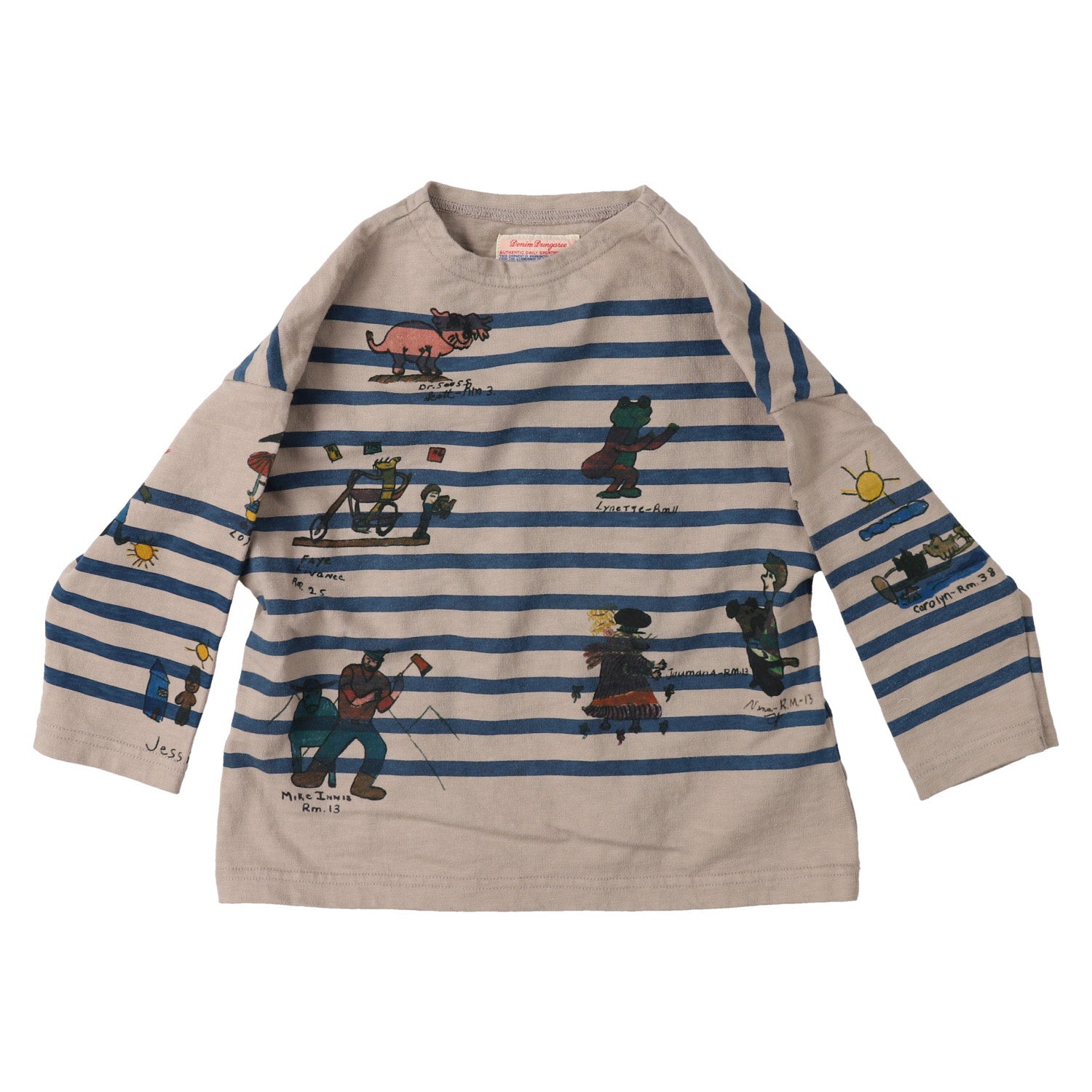 Girls Beige Stripes Cotton T-Shirt