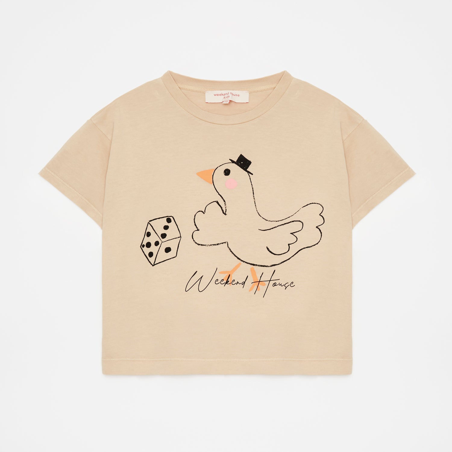 Boys & Girls Beige Printed Cotton T-Shirt