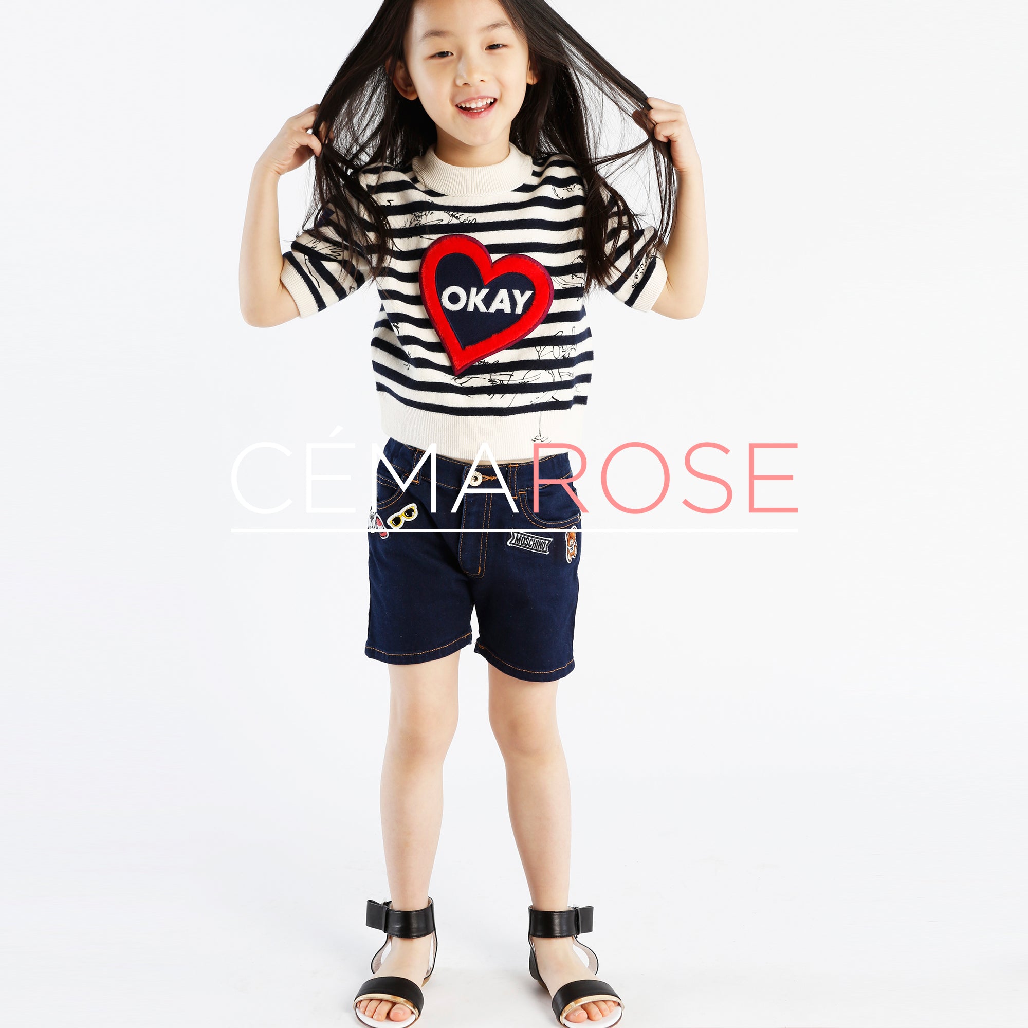 Girls Beige & Black Striped Cotton & Wool Sweater