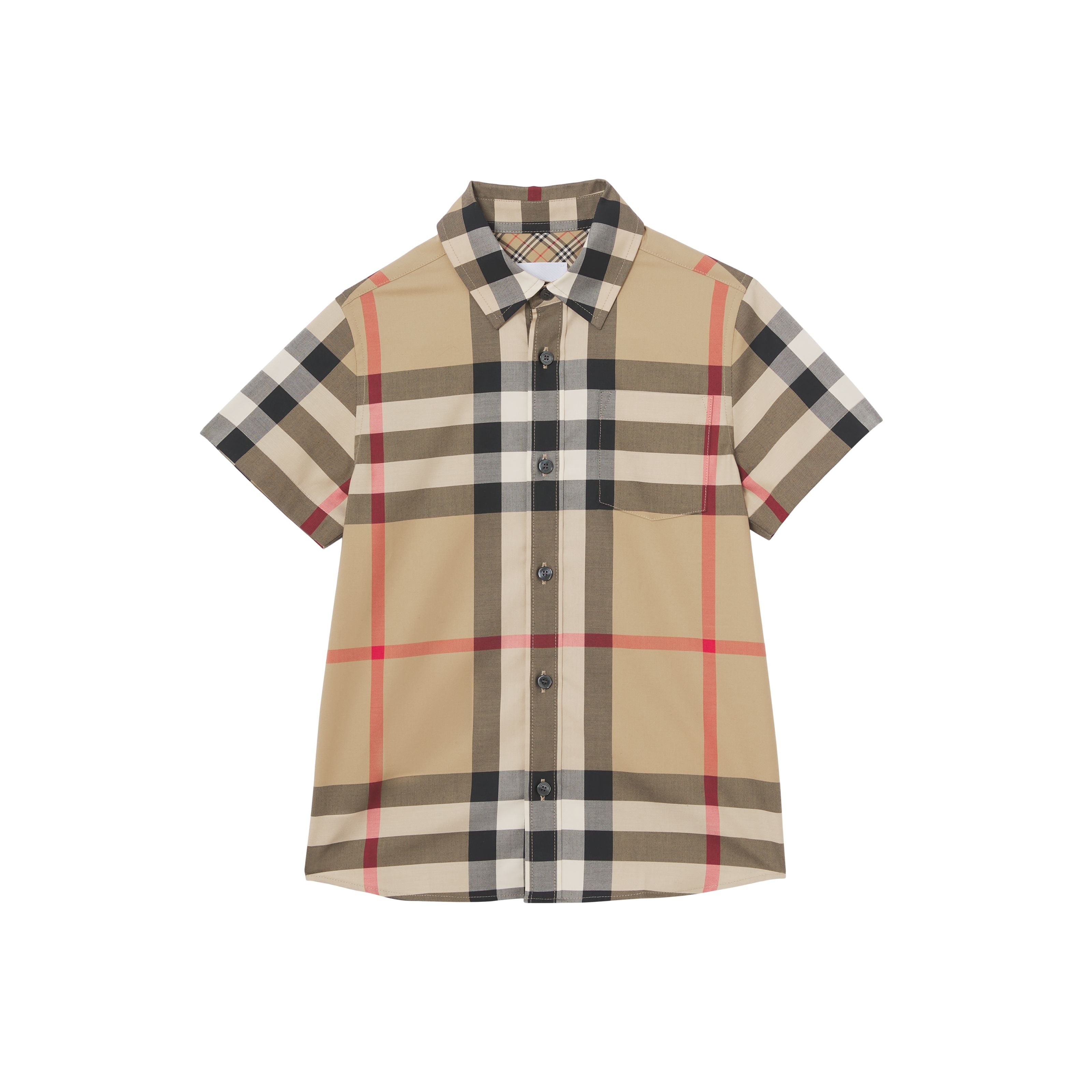 Boys Beige Check Cotton Shirt
