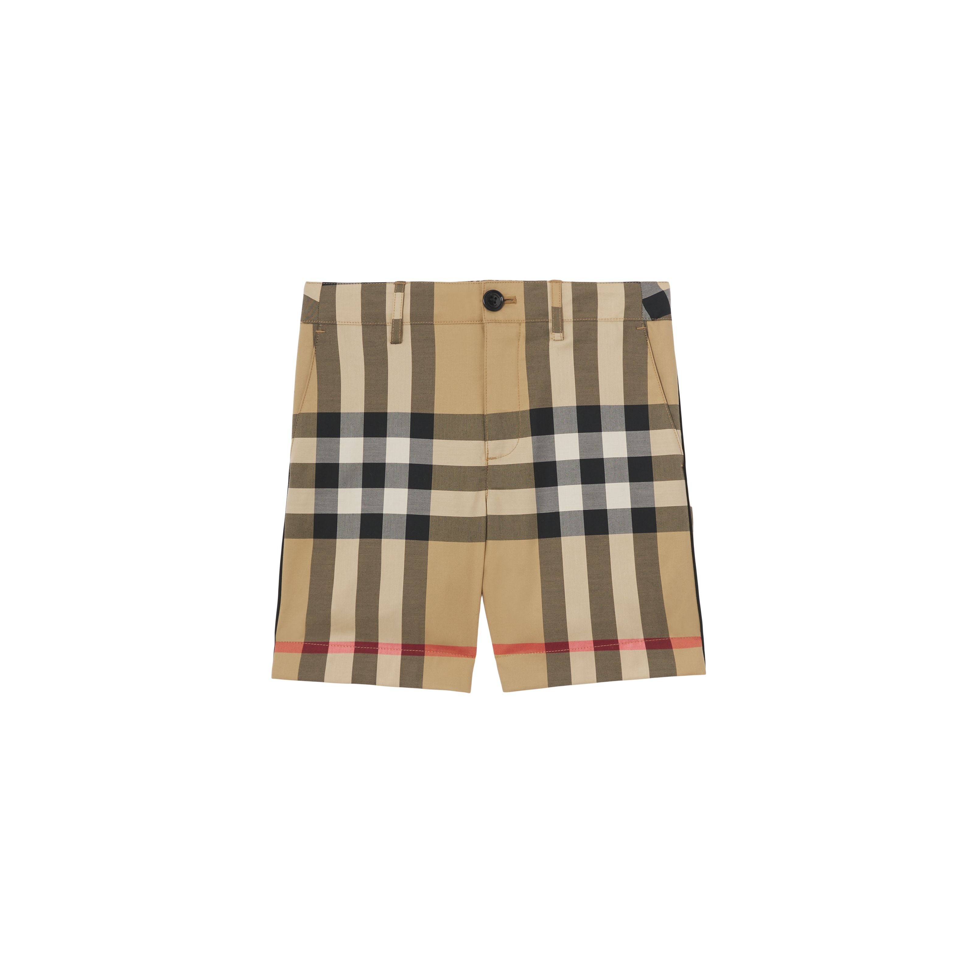 Boys Beige Check Cotton Shorts