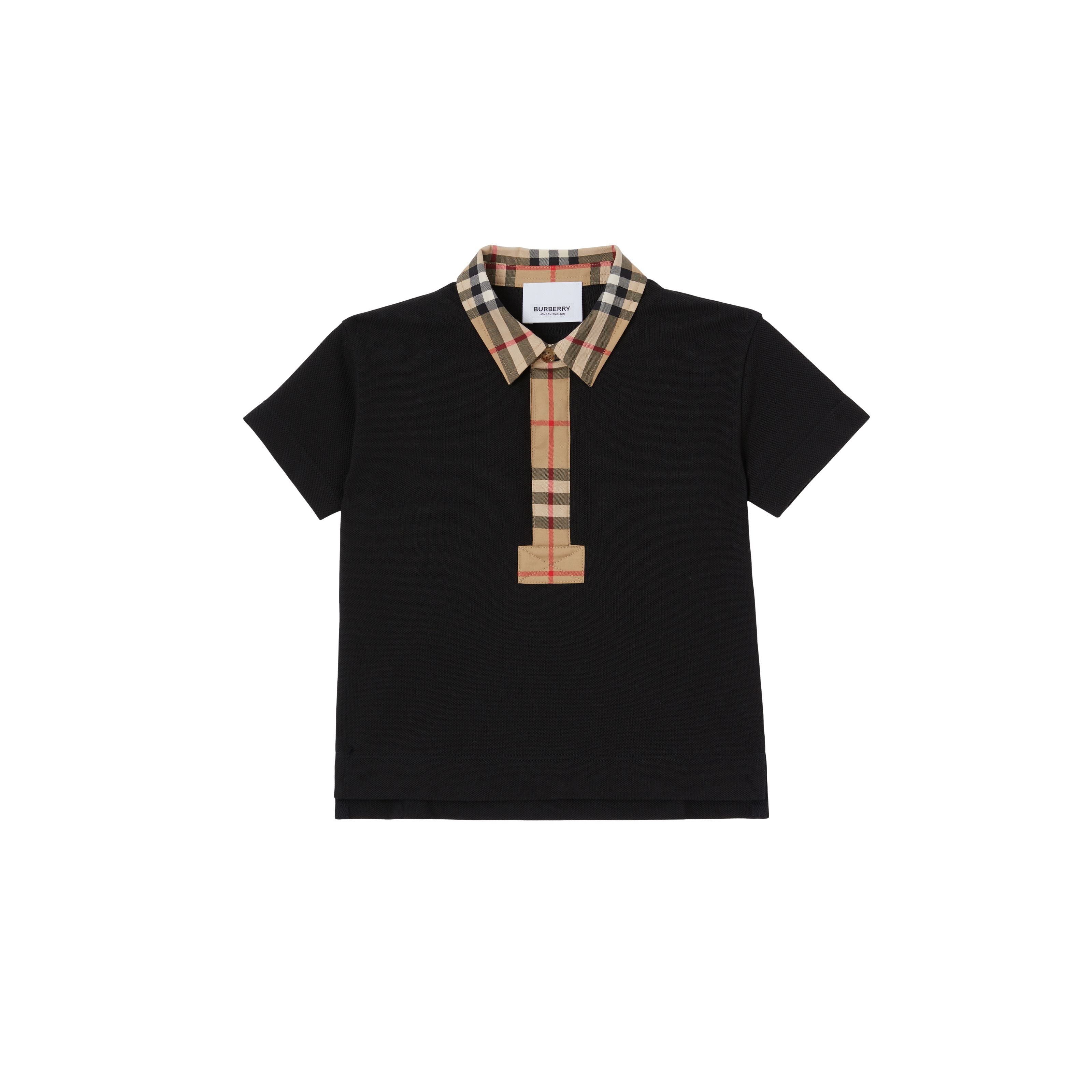 Baby Boys Black Cotton Polo Shirt