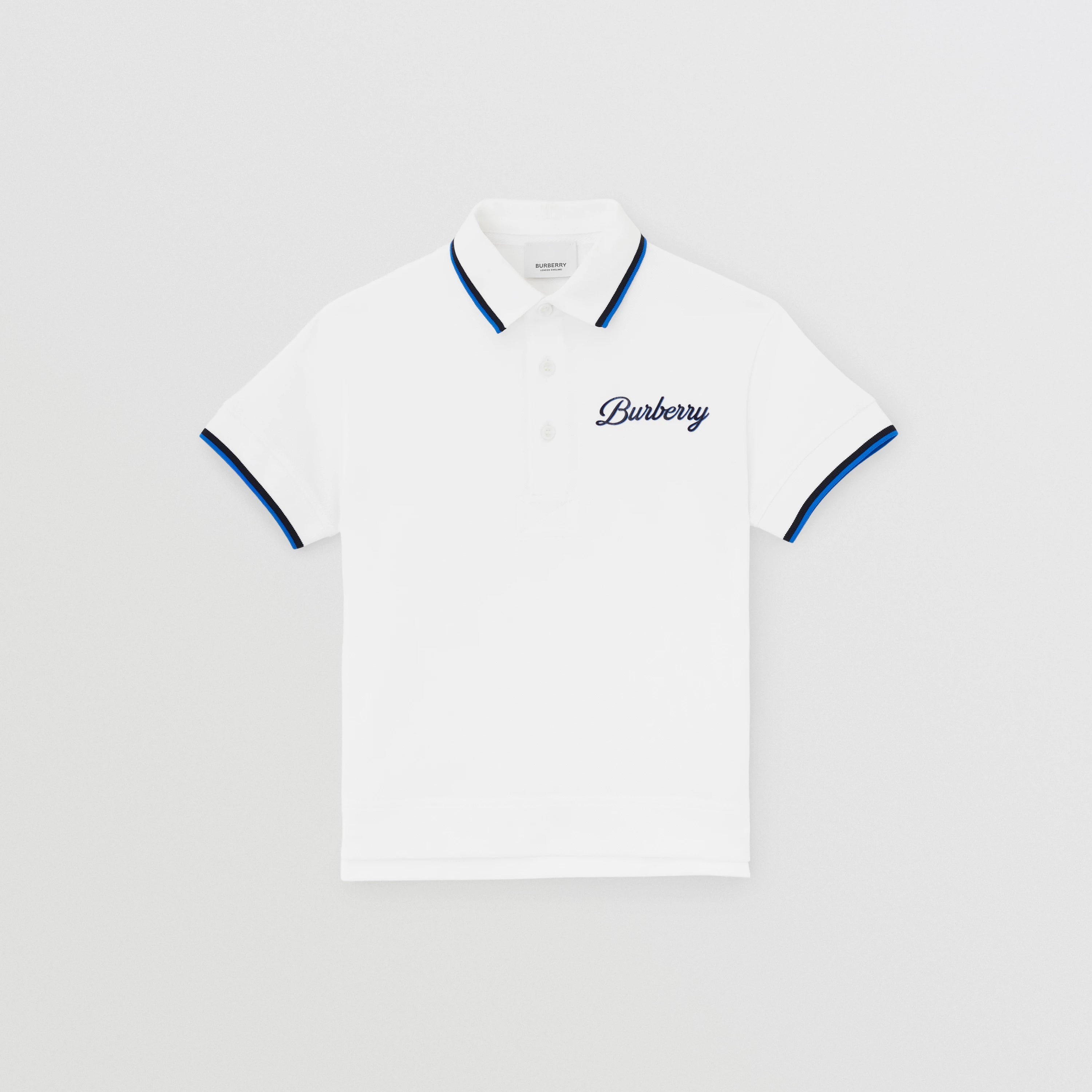 Boys White Logo Cotton Polo Shirt