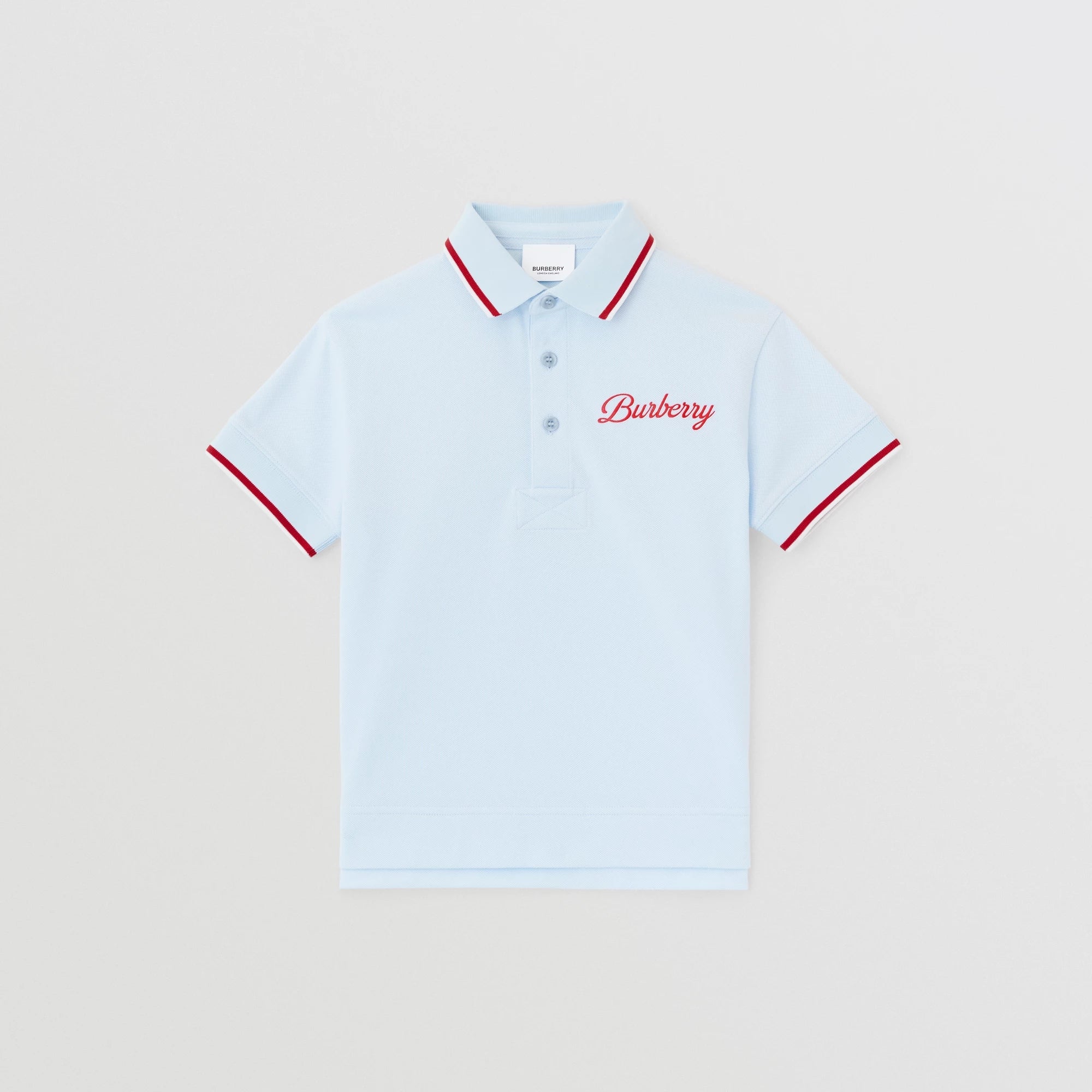 Boys Light Blue Logo Cotton Polo Shirt