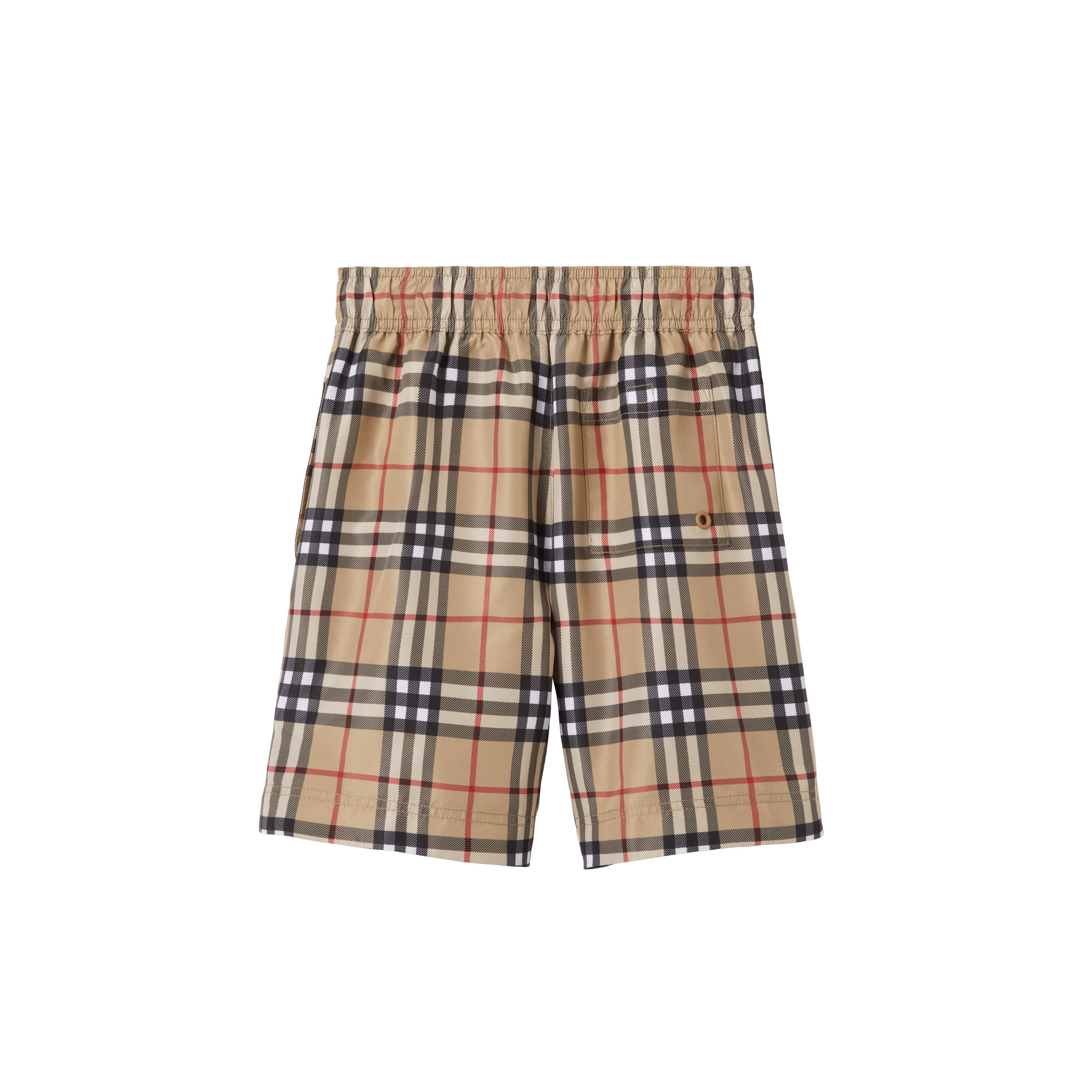 Boys Beige Check Swim Shorts