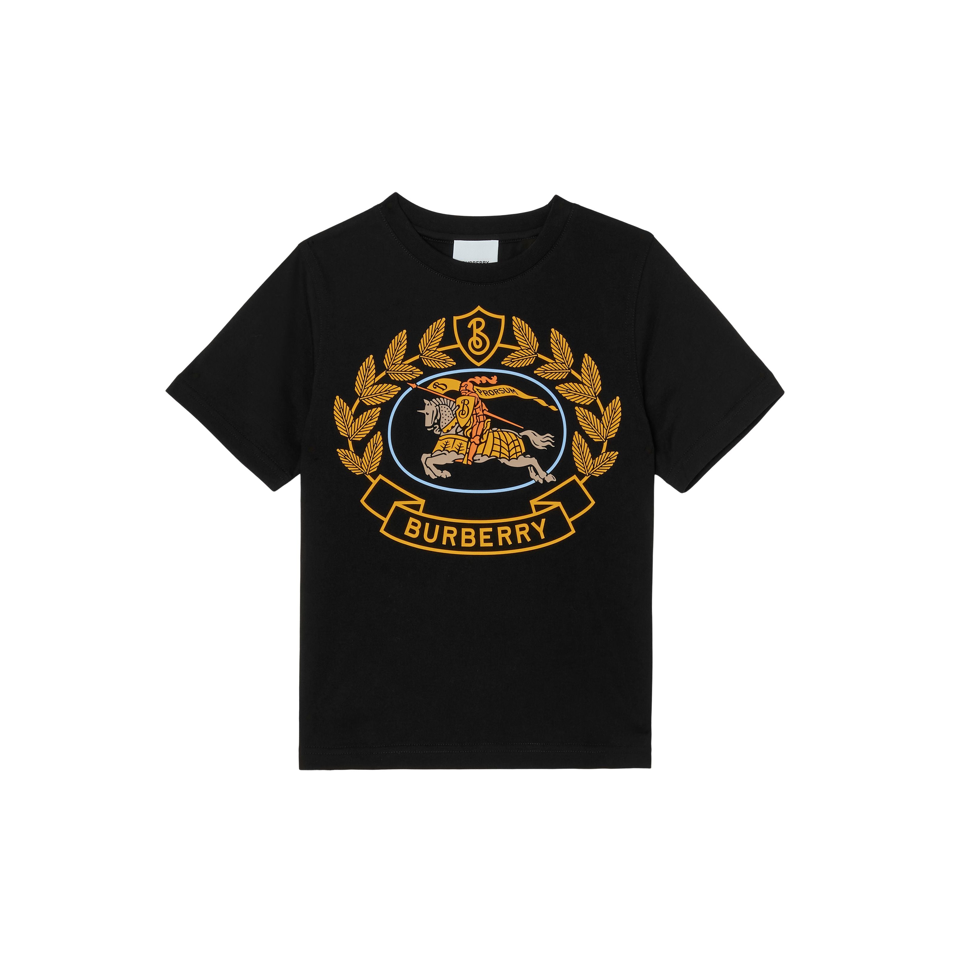 Boys & Girls Black Printed Cotton T-Shirt