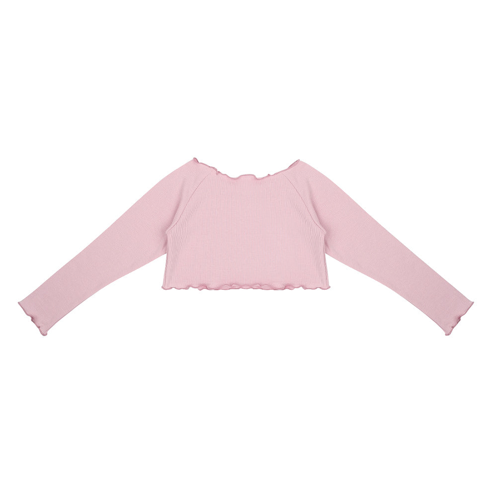 Girls Light Pink Crop Ballet T-Shirt