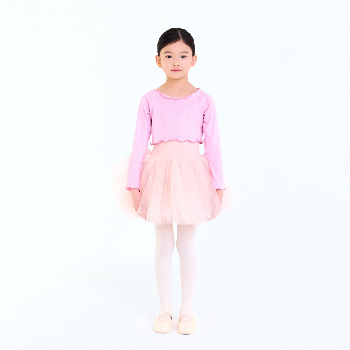 Girls Light Pink Crop Ballet T-Shirt