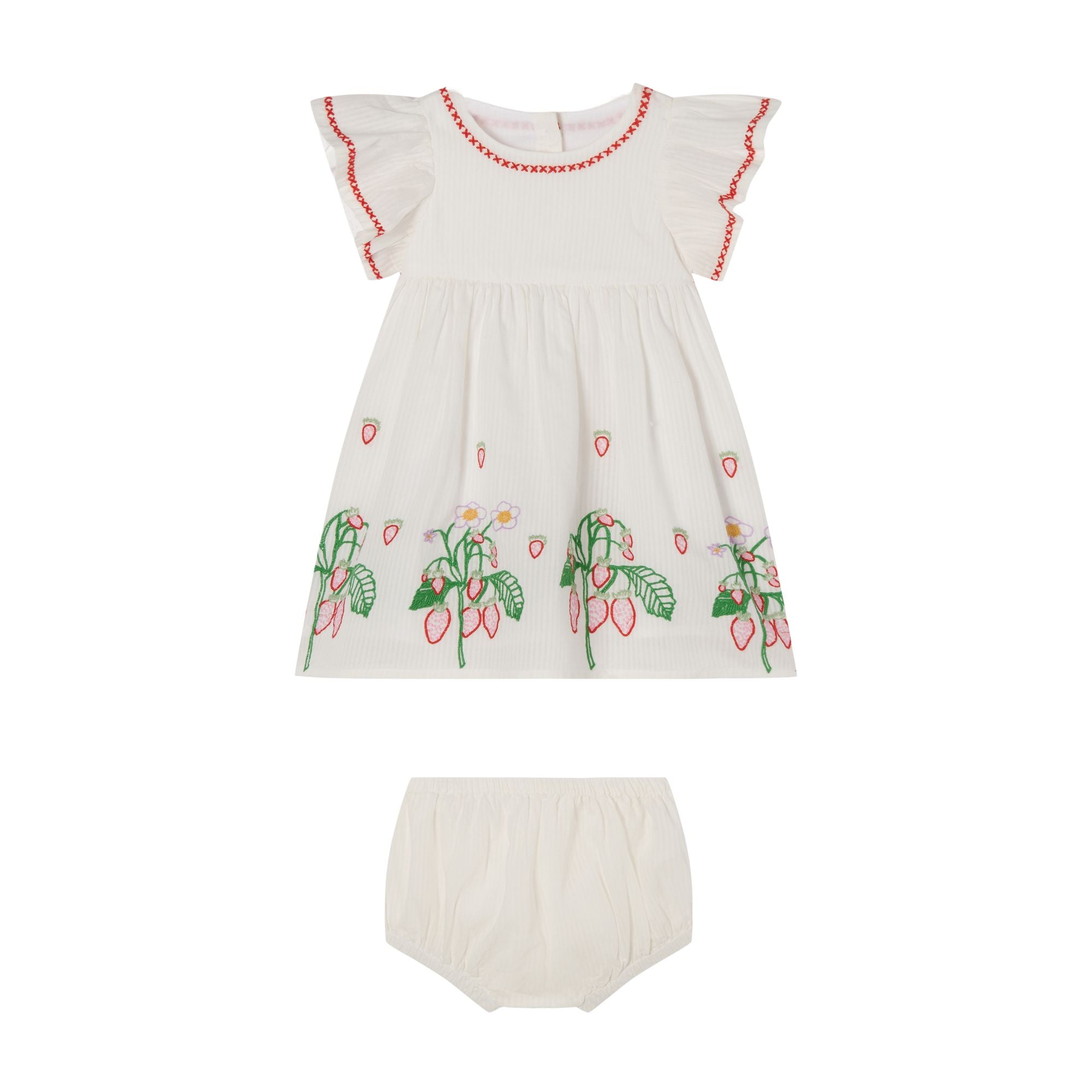 Baby Girls White Printing Dress Set