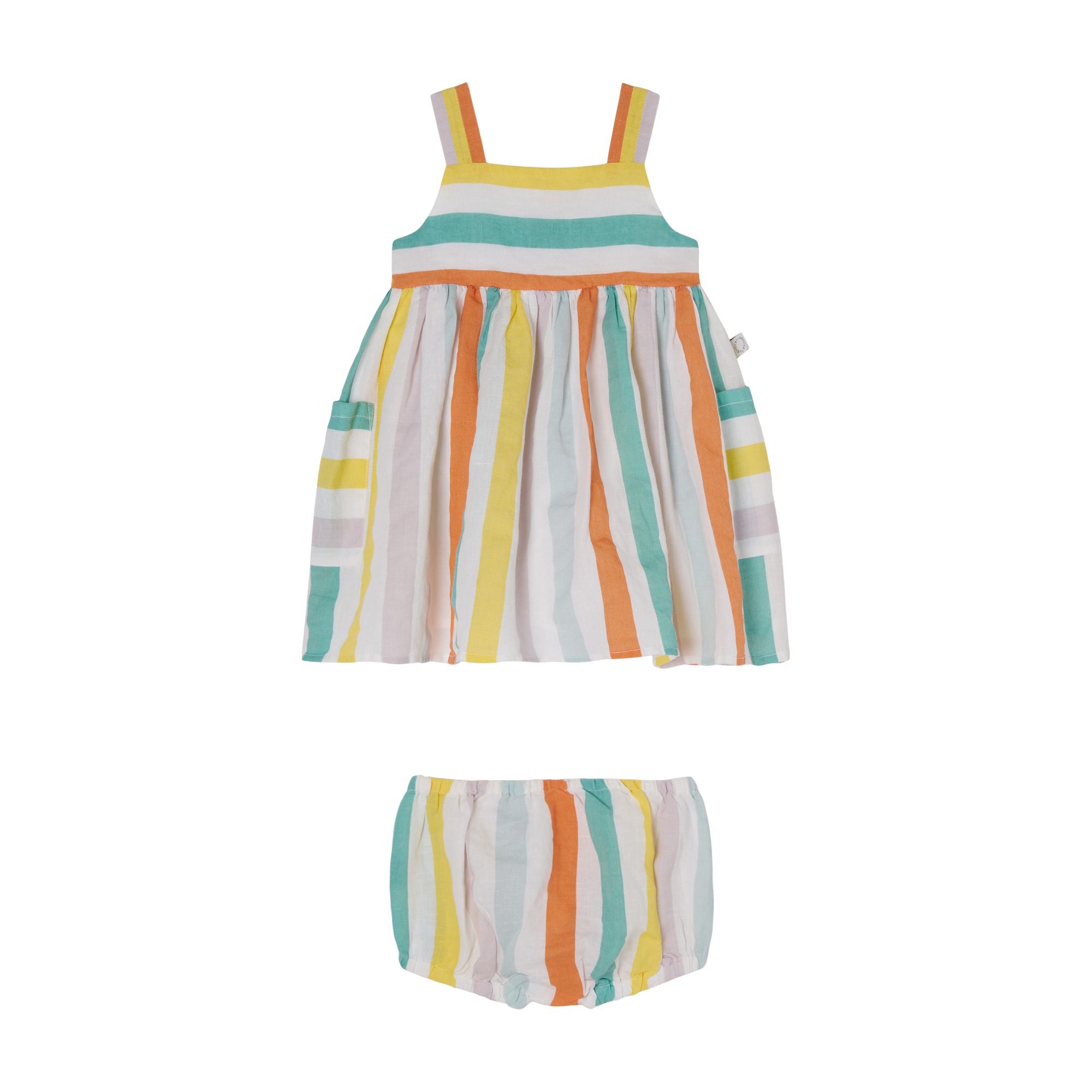 Baby Girls Multicolor Stripes Dress Set