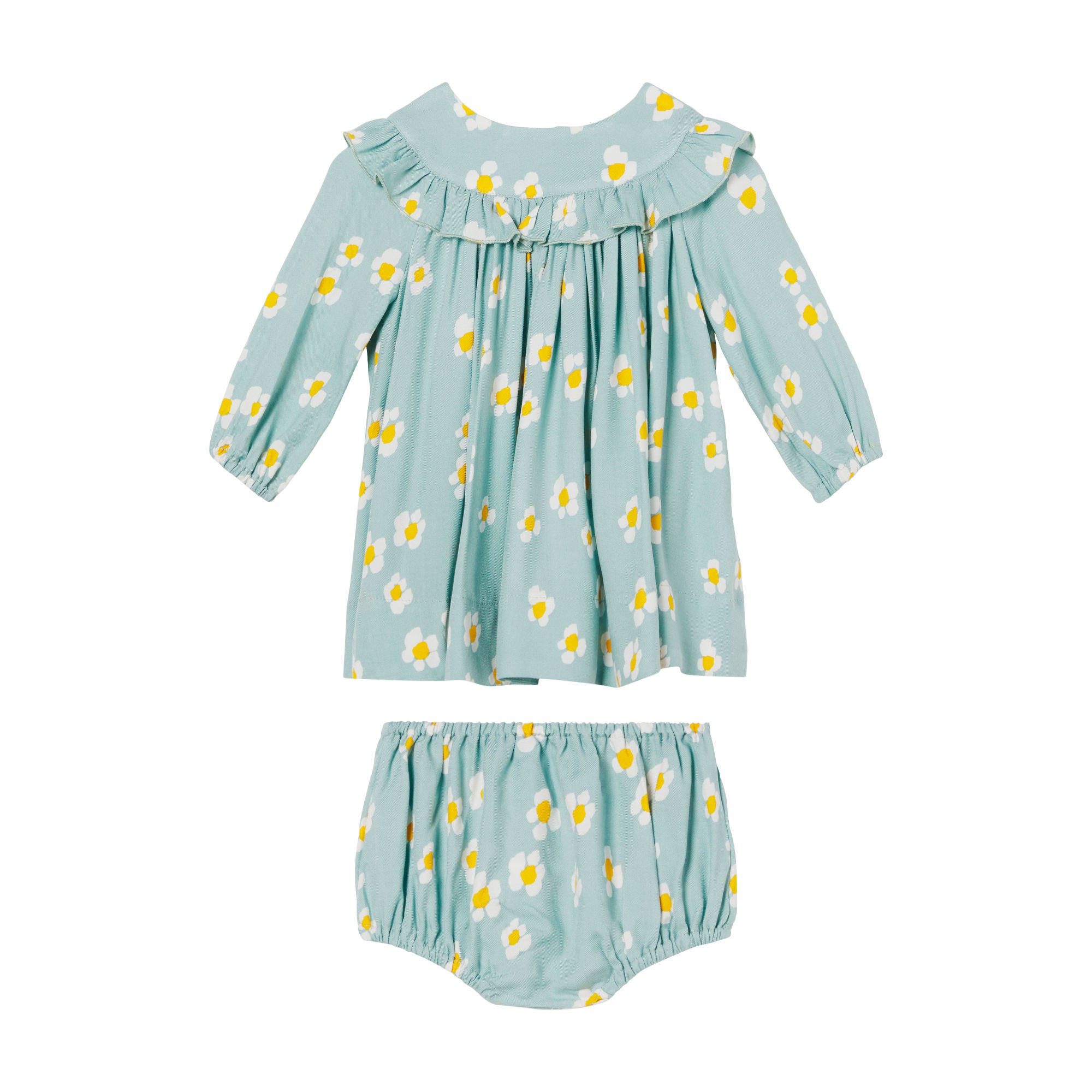 Baby Girls Blue Flowers Dress Set