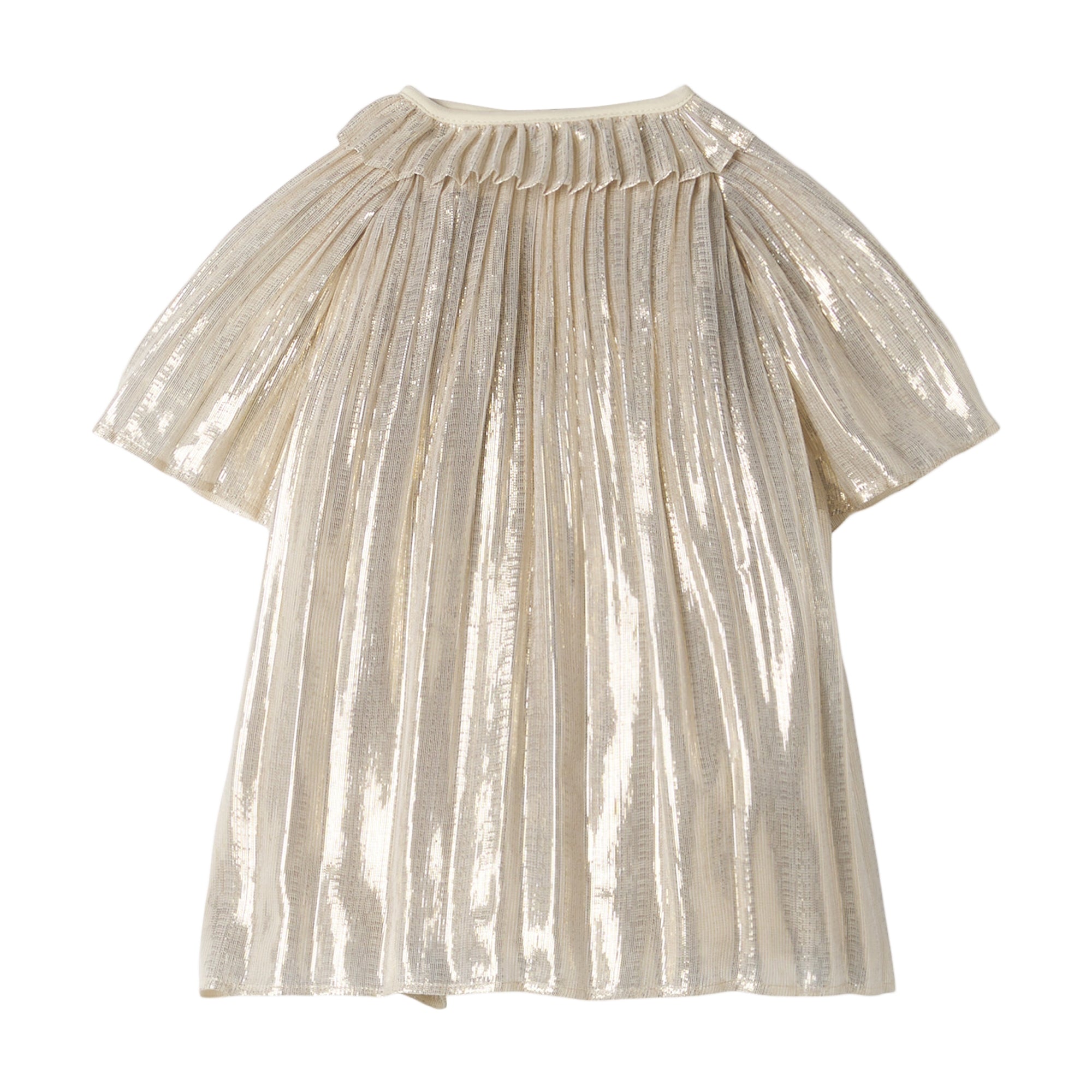 Baby Girls Gold Pleated Silk Dress