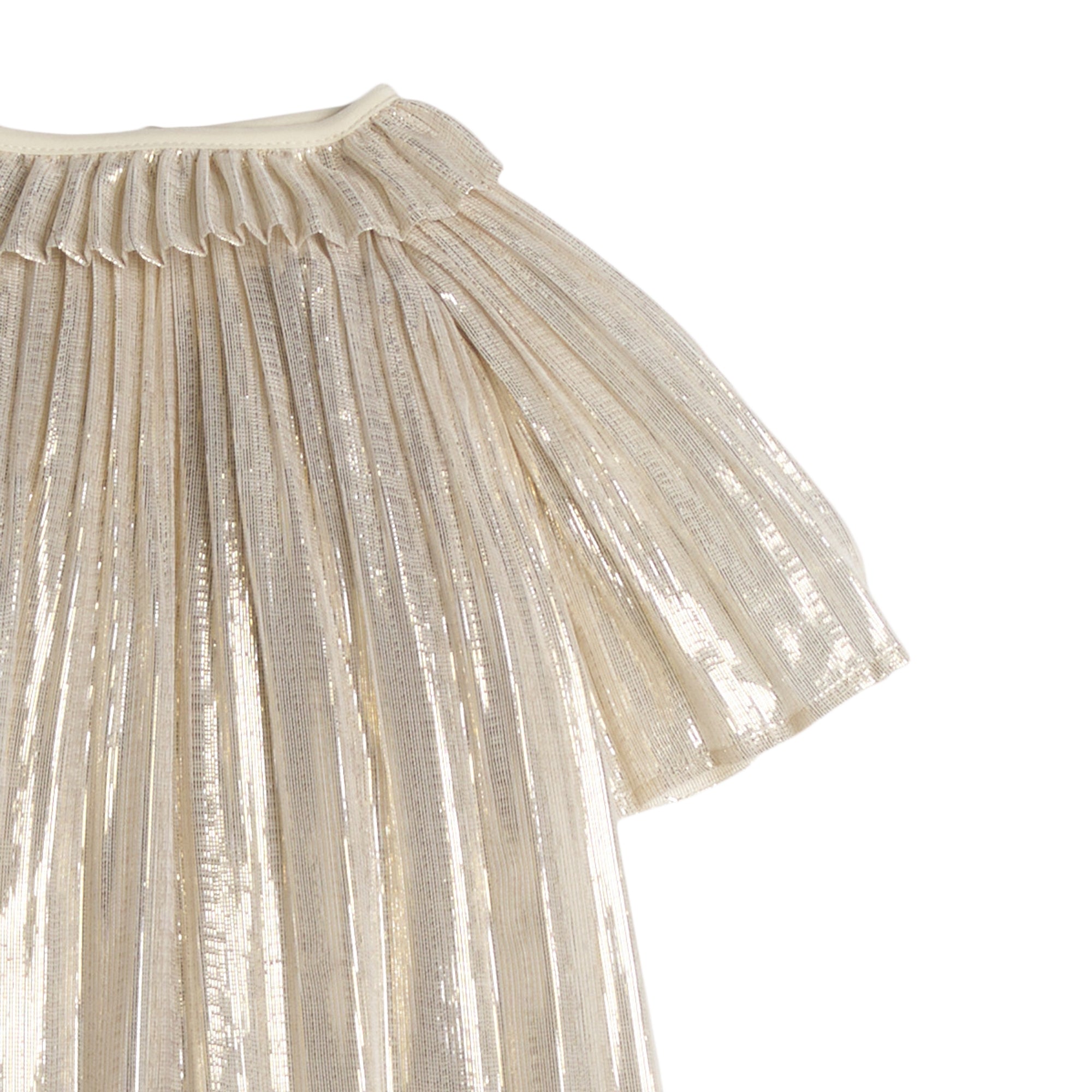 Baby Girls Gold Pleated Silk Dress