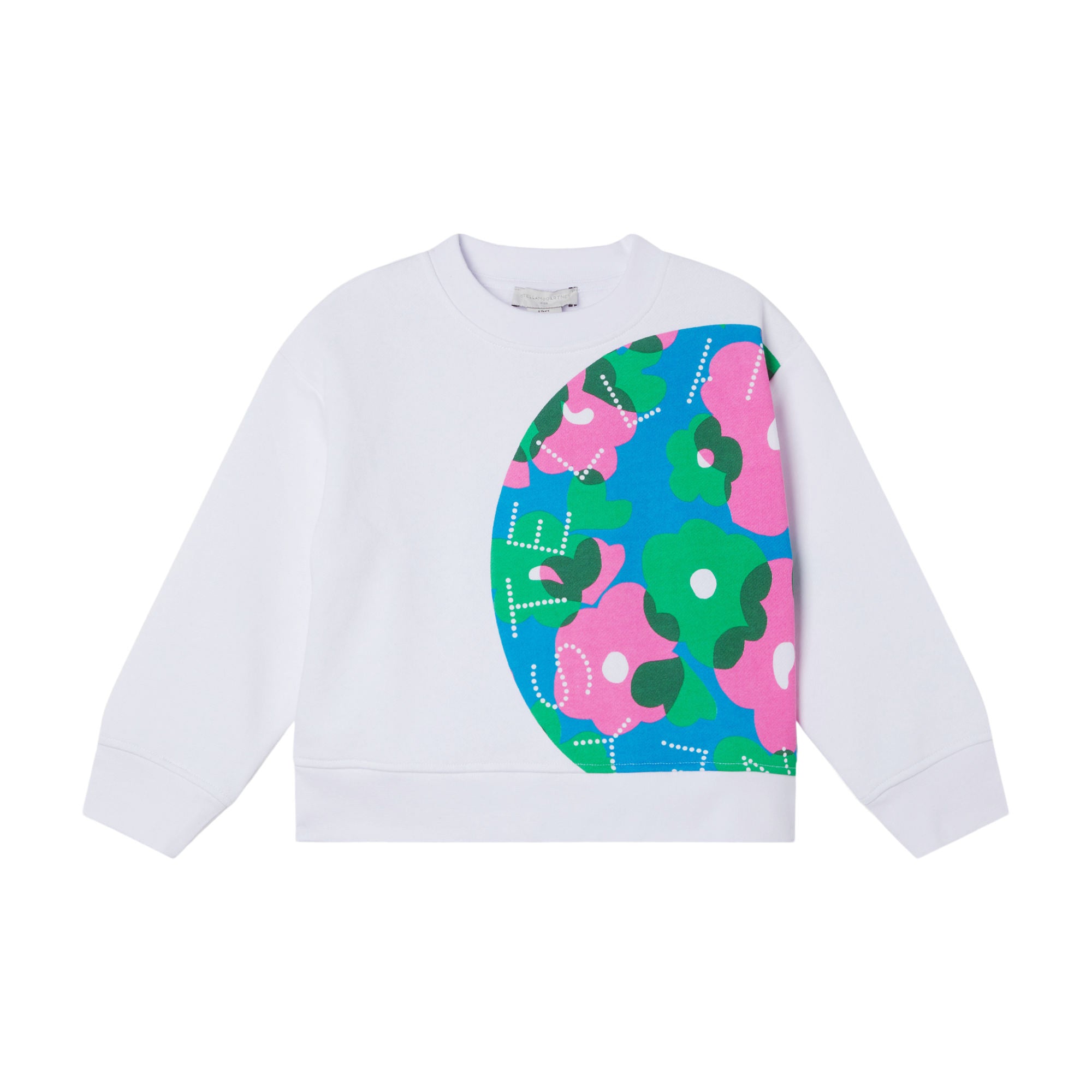Girls White Printed Cotton Sweatshirt
