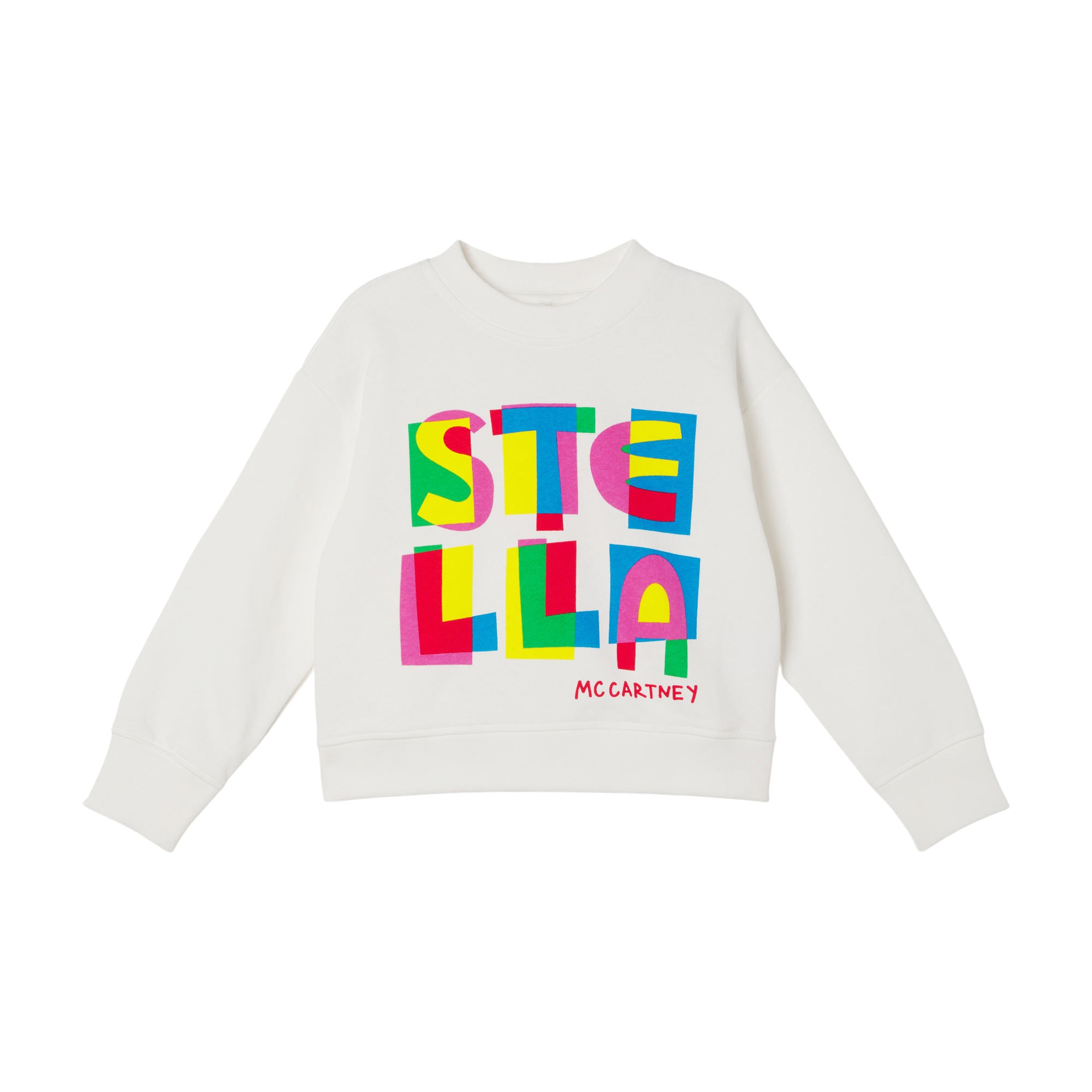 Girls White Printed Cotton Sweatshirt