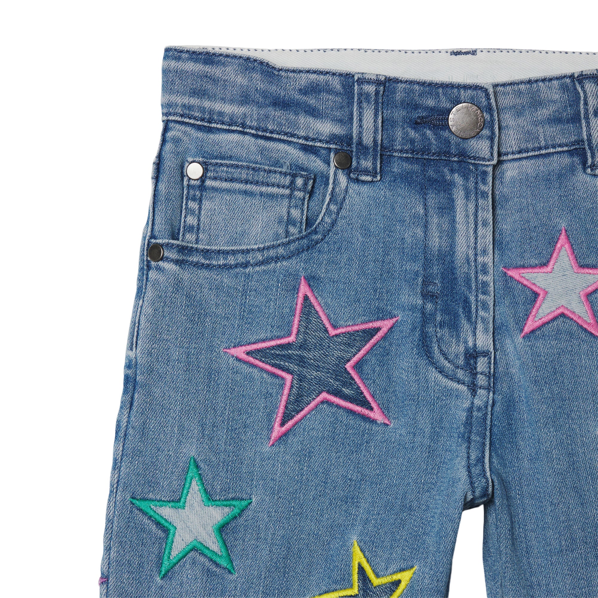 Girls Blue Stars Denim Trousers
