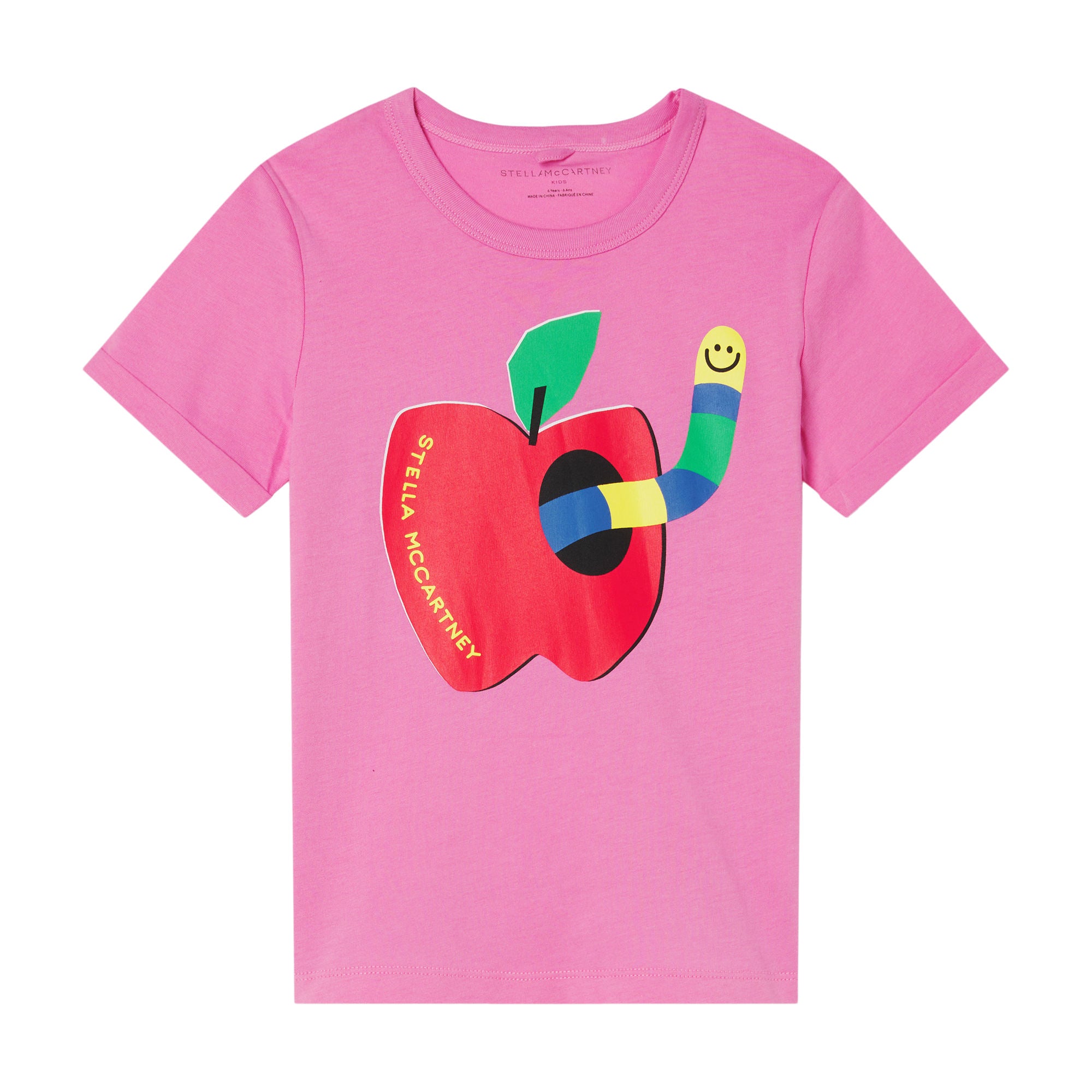 Girls Pink Printed Cotton T-Shirt