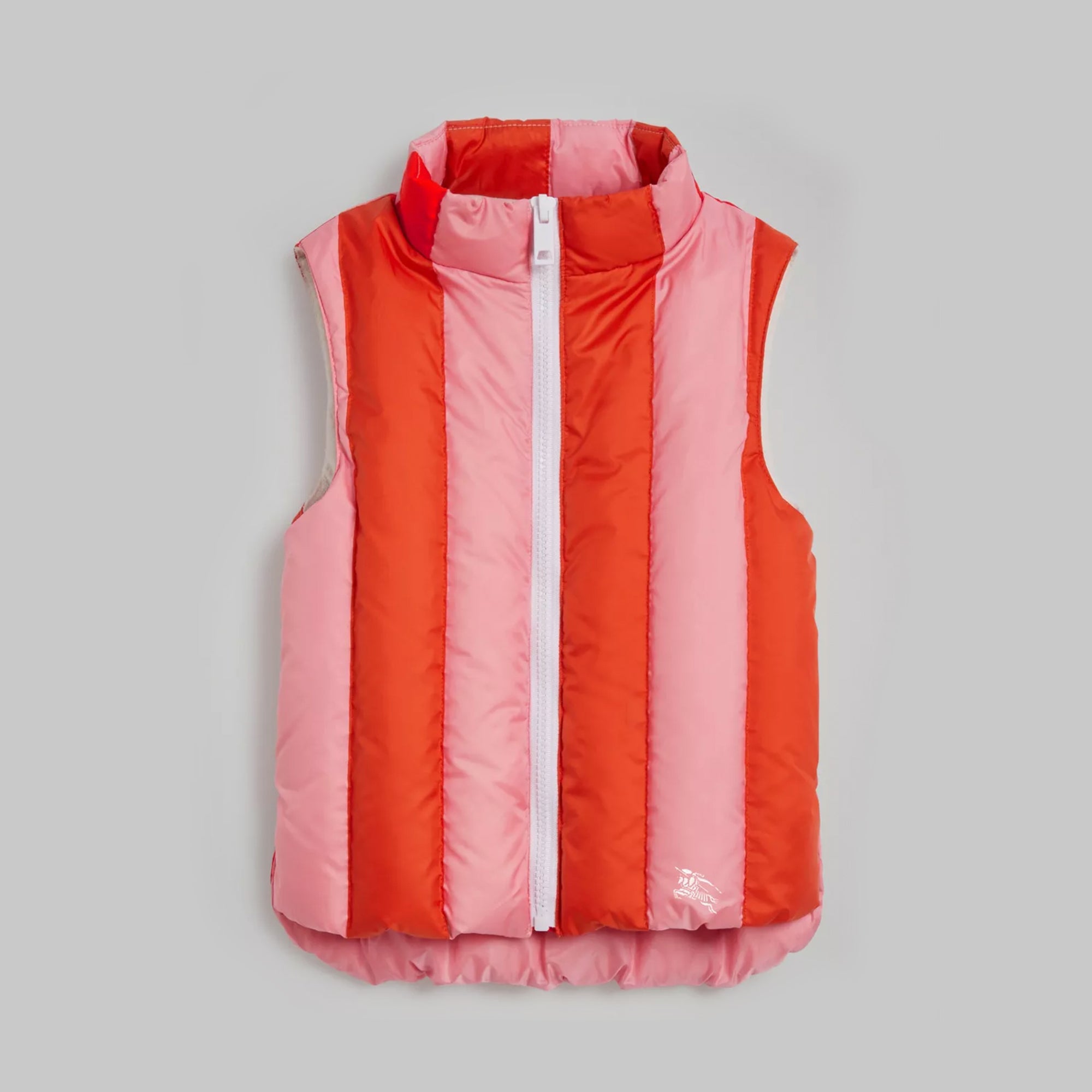 Girls Powder Pink Striped Gilet