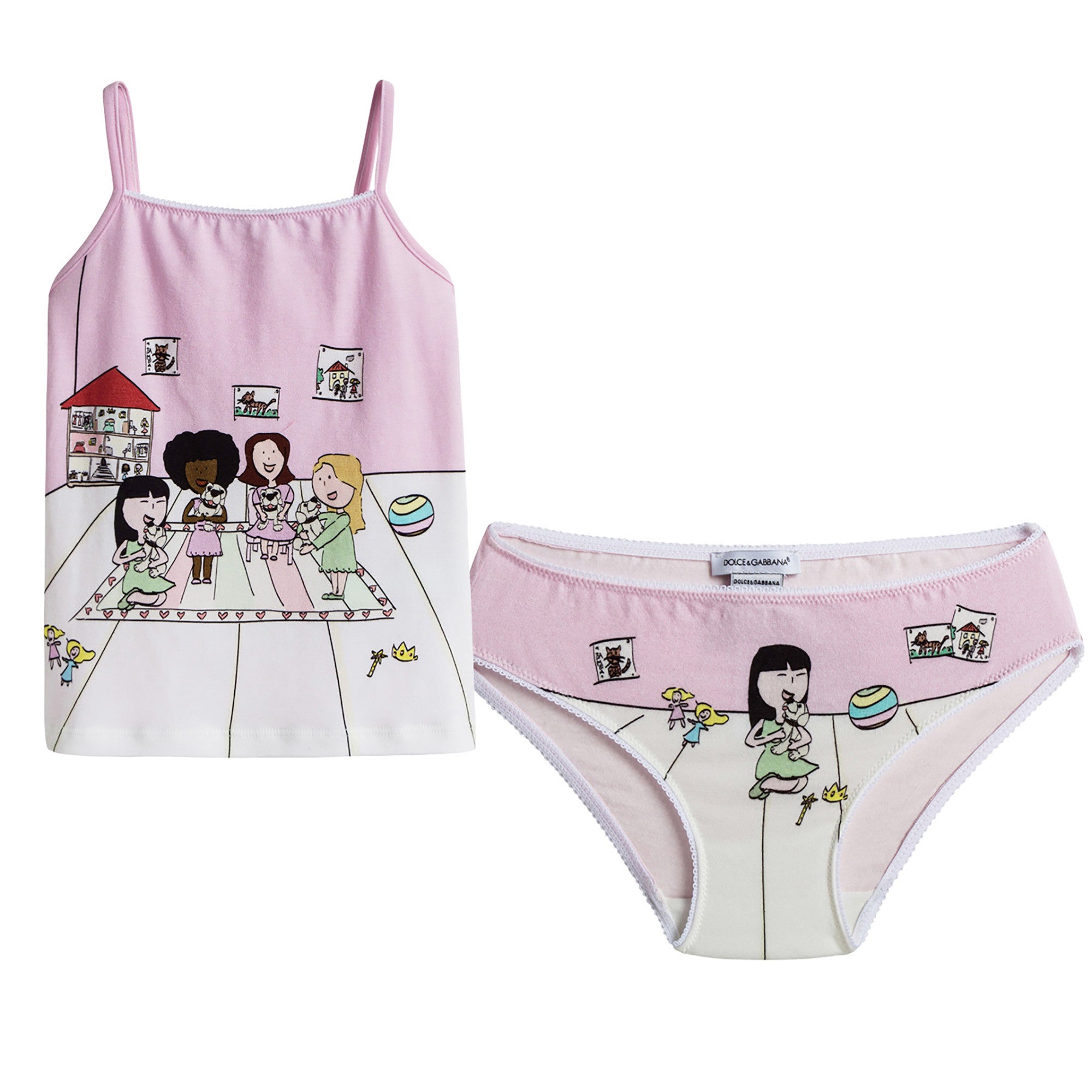 Baby Girls Pink Fancy Printed Top & Underwear Gift Box Set
