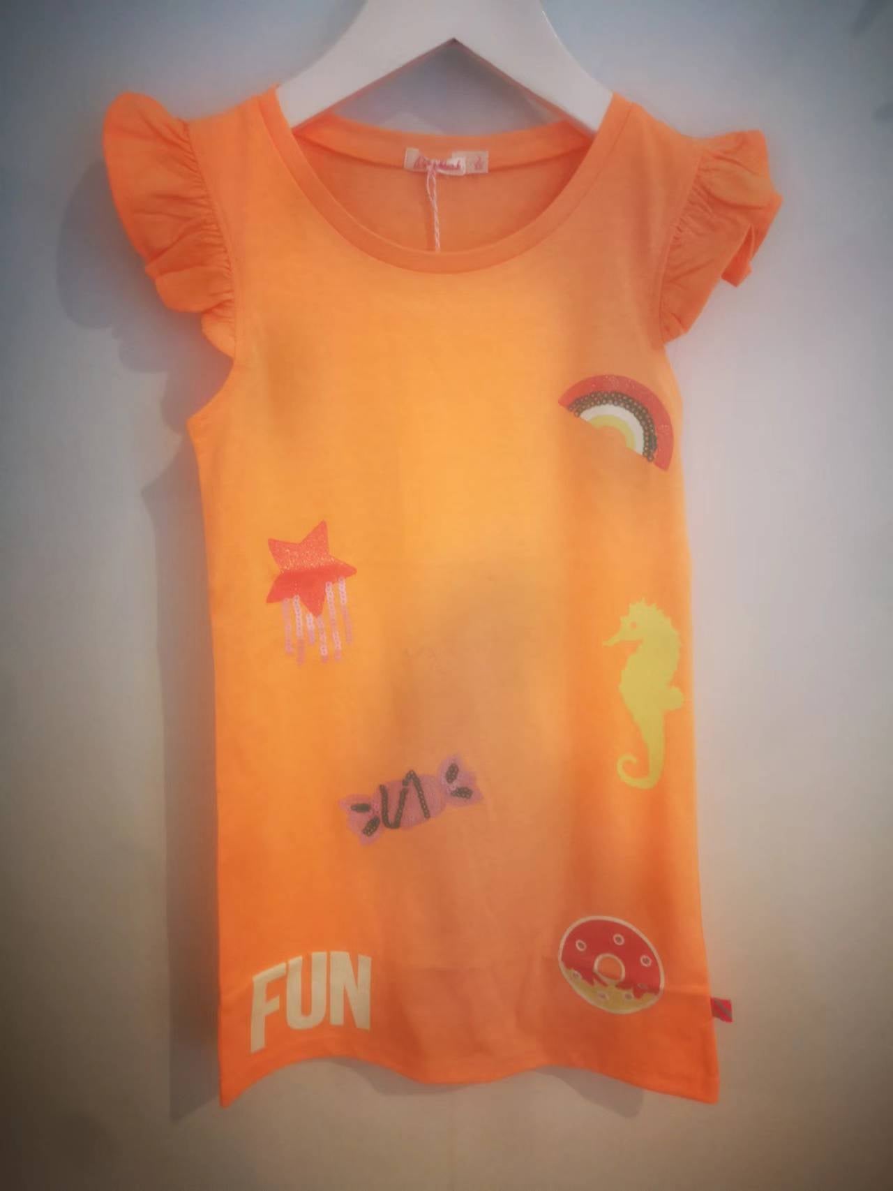 Girls Orange Ruffled Dress