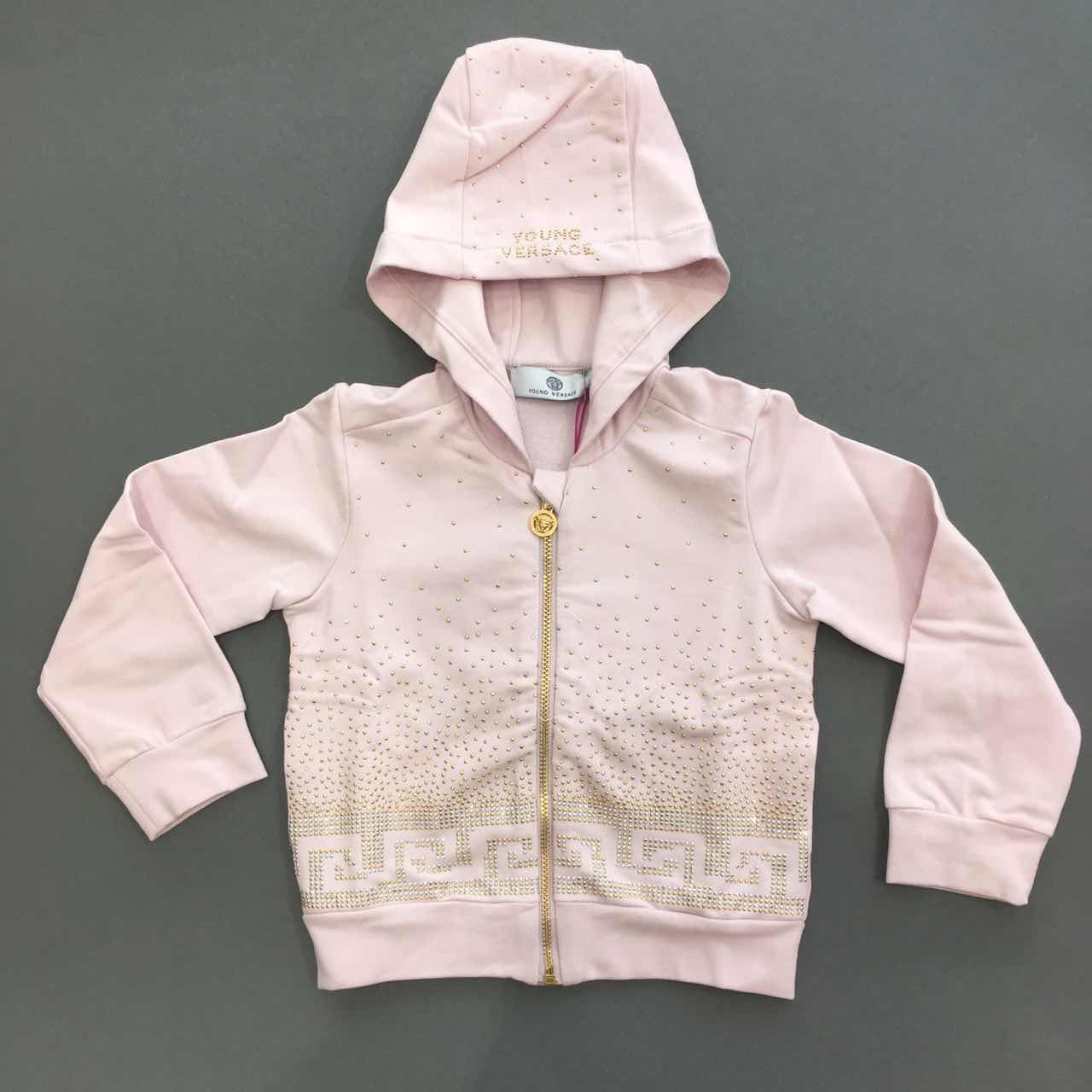 Baby Girls Pink Cotton Zip-Up Top With Gold Rhinestone Trims - CÉMAROSE | Children's Fashion Store