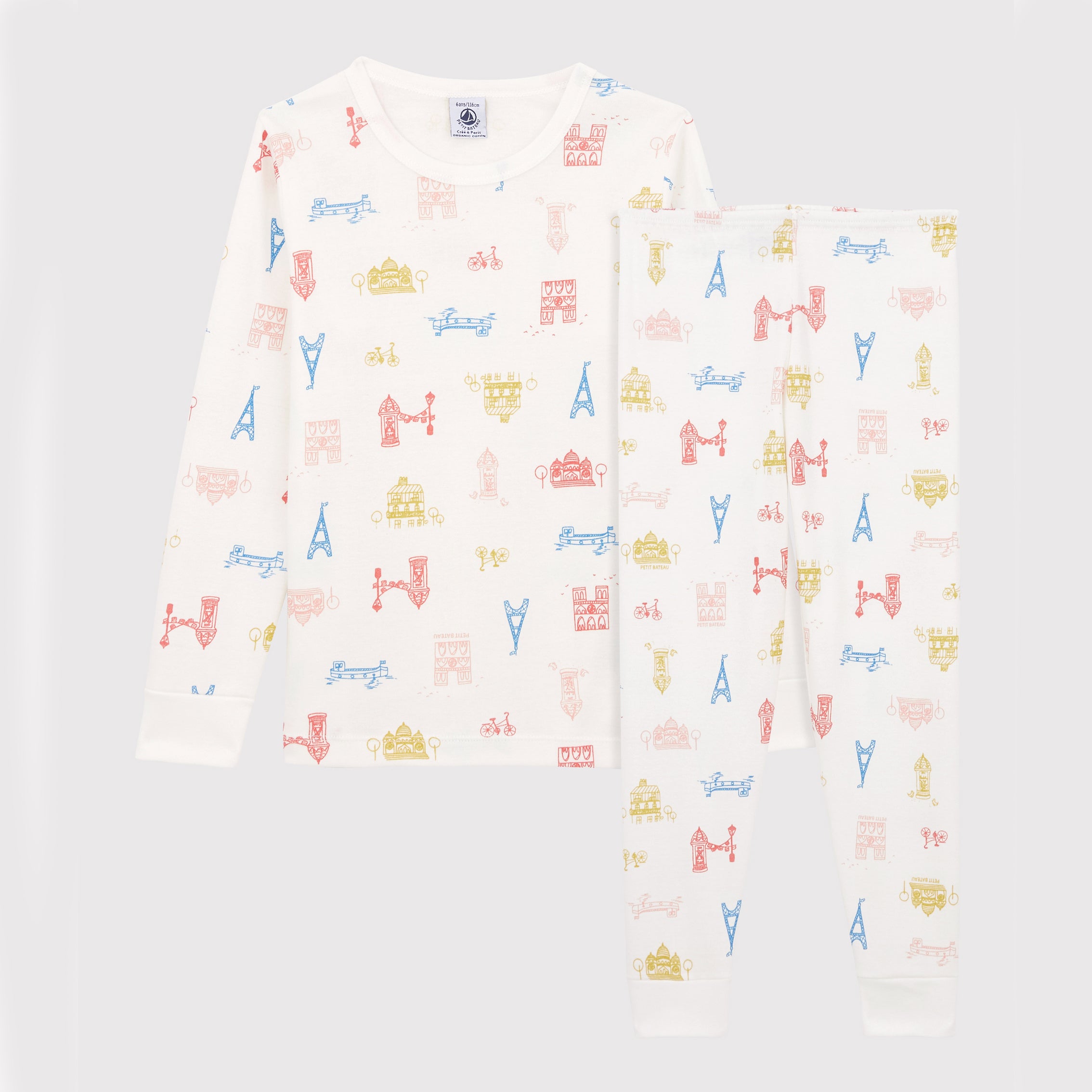 Girls White Printed Nightwear Set