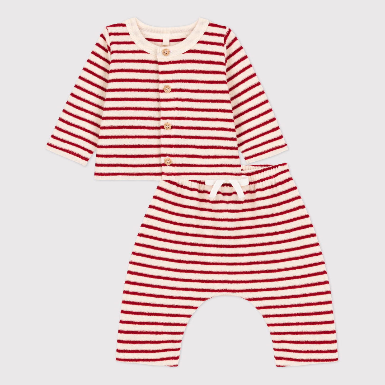 Baby Boys & Girls Red Stripes Cotton Set