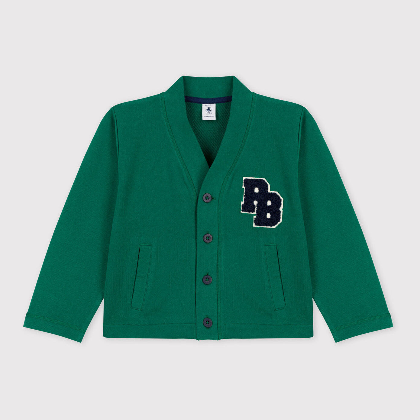 Boys Green Cotton Cardigan