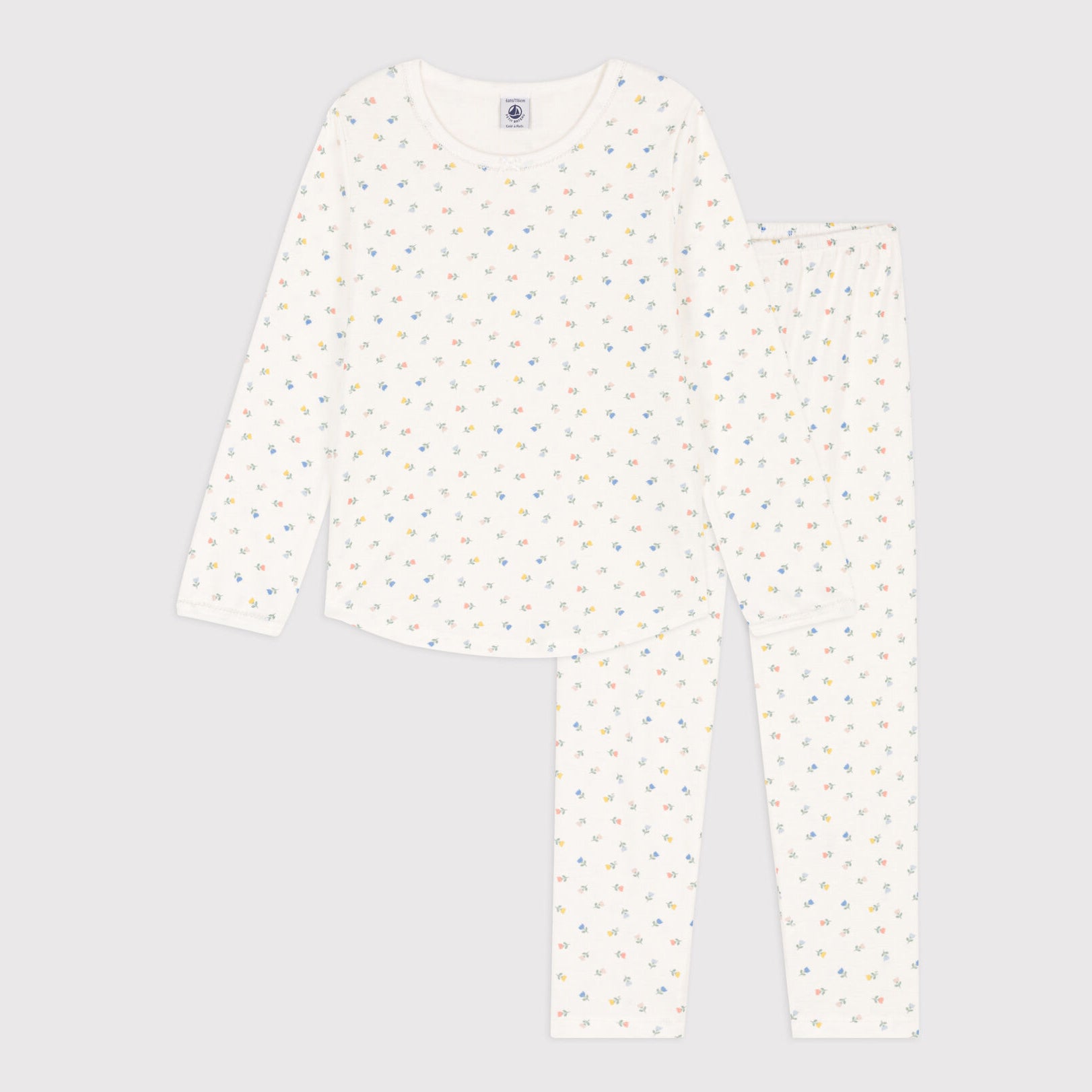 Girls White Floral Cotton Nightwear Set