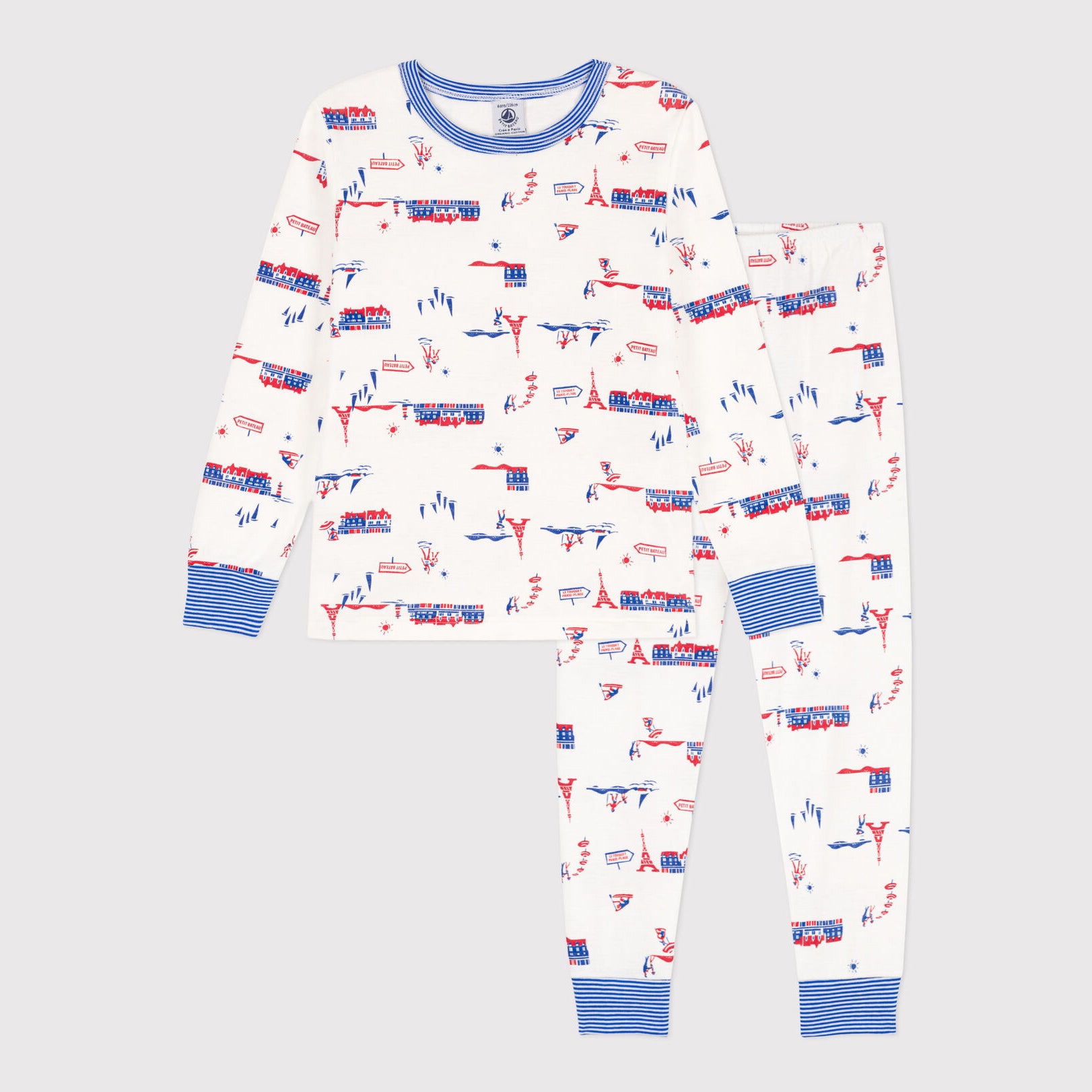 Boys White Printed Cotton Nightwear Set
