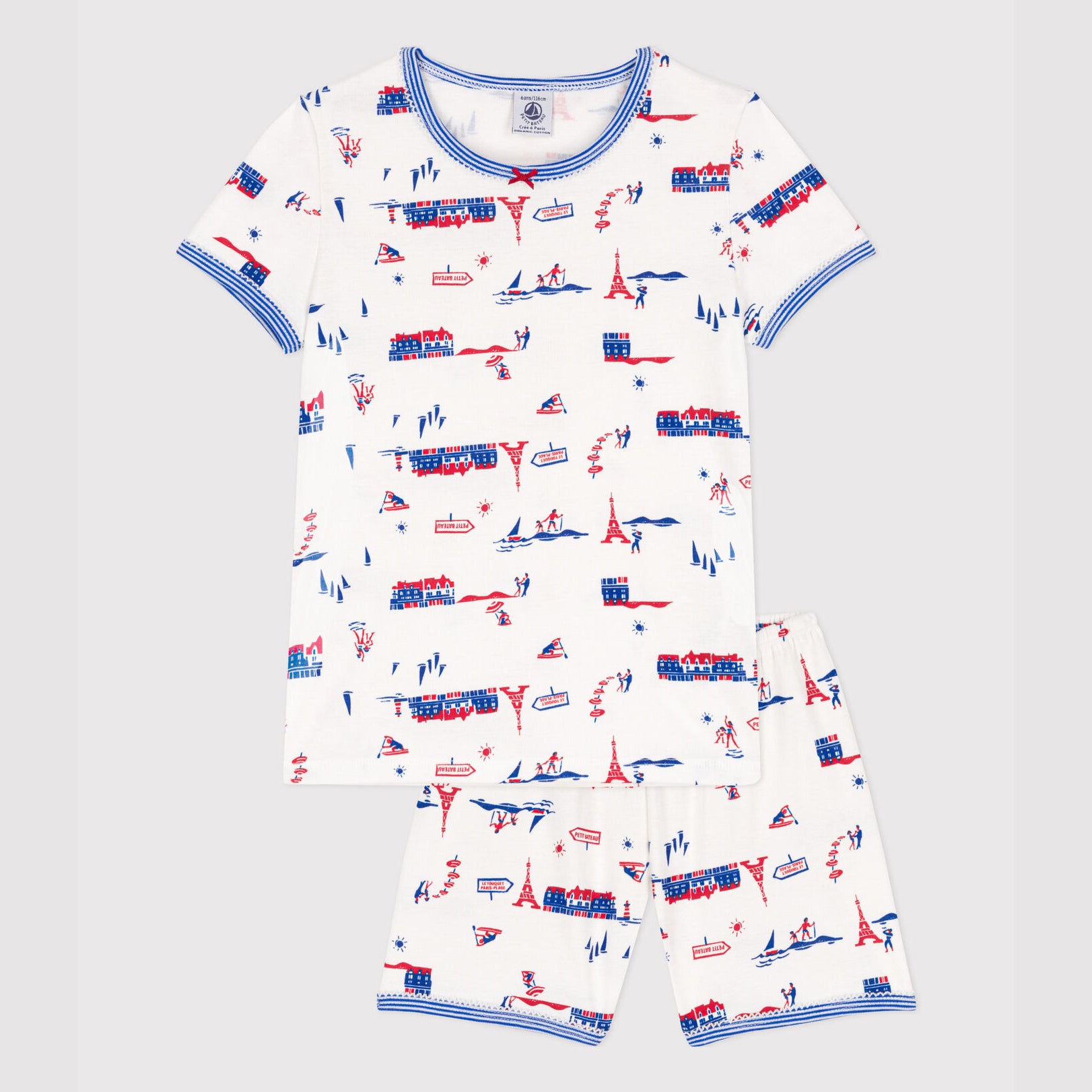 Boys White Printed Cotton Nightwear Set