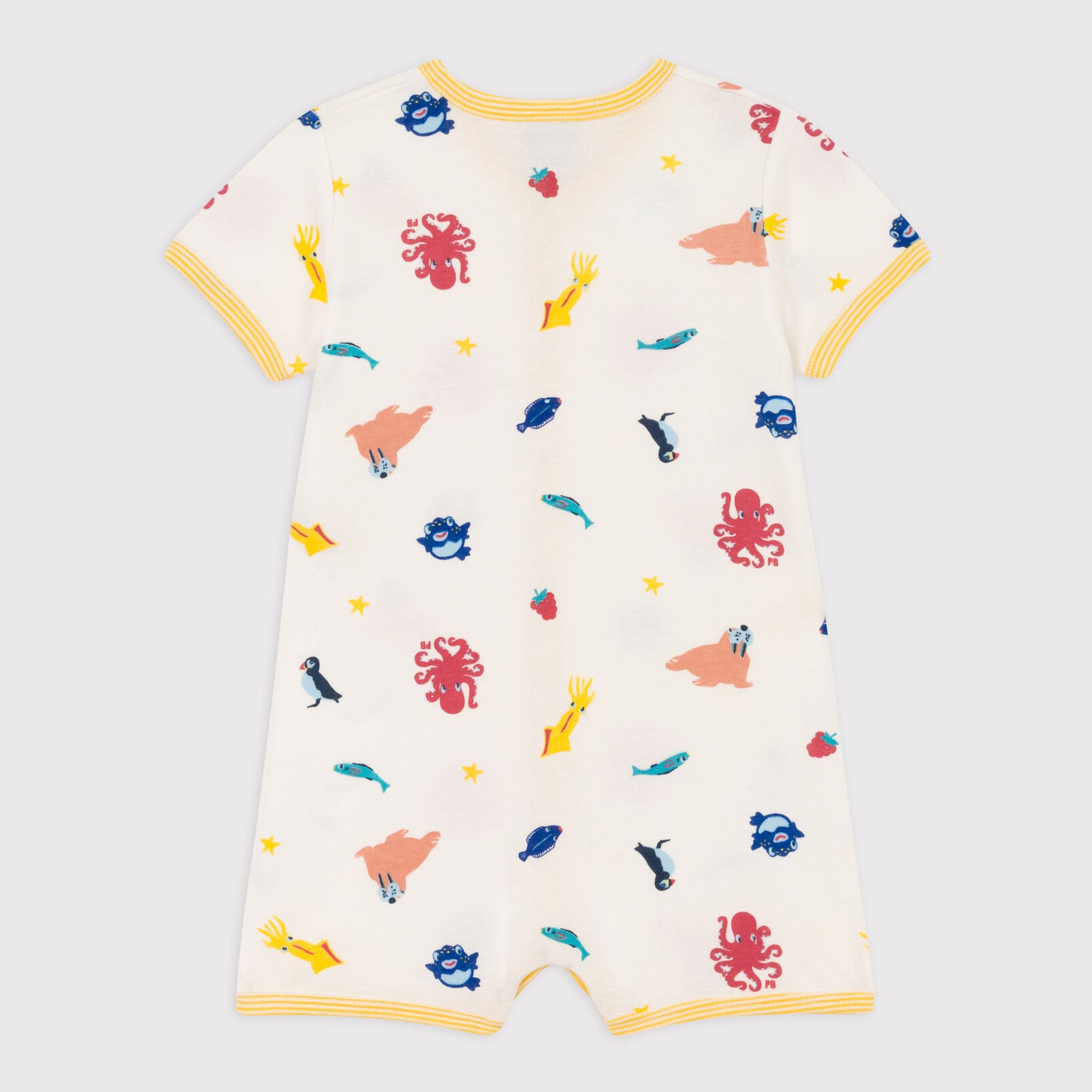 Baby Boys & Girls White Printed Cotton Babysuit