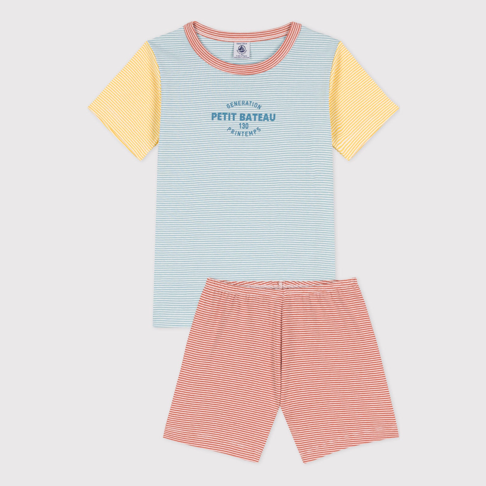 Boys Blue Stripes Cotton Nightwear Set