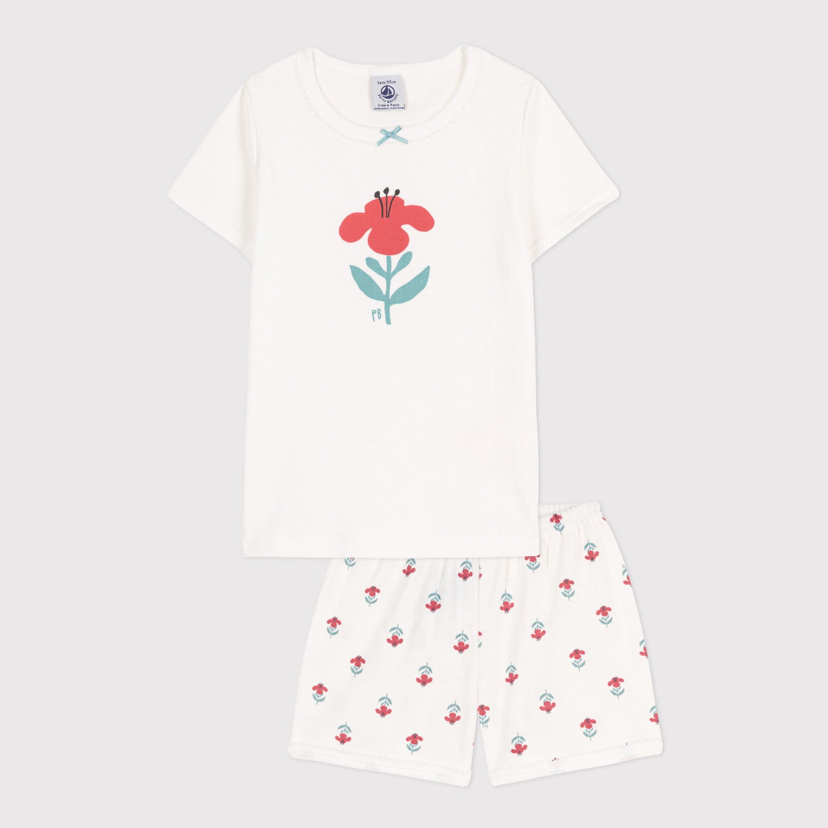 Girls White Printed Cotton Nightwear Set
