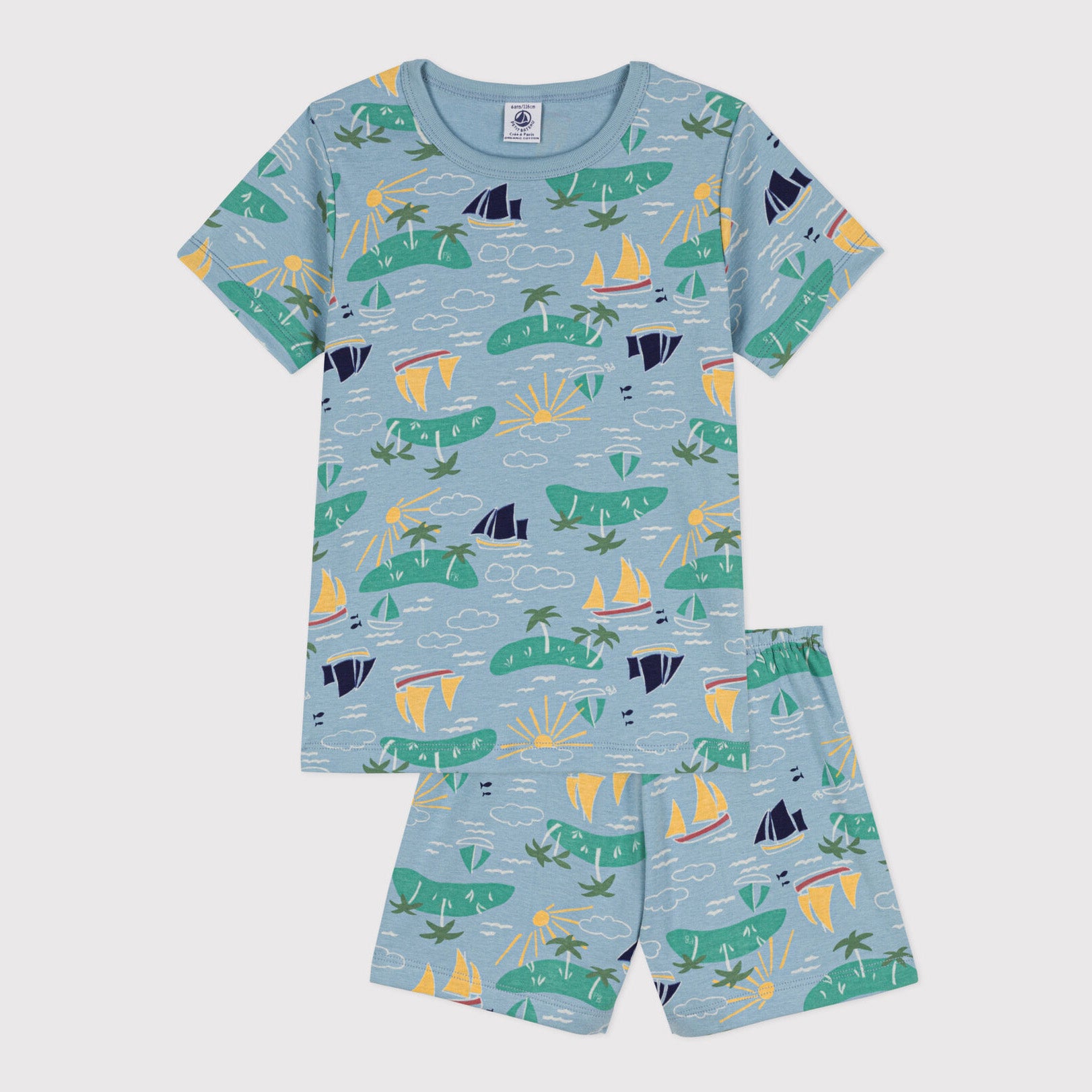 Boys Blue Printed Cotton Nightwear Set