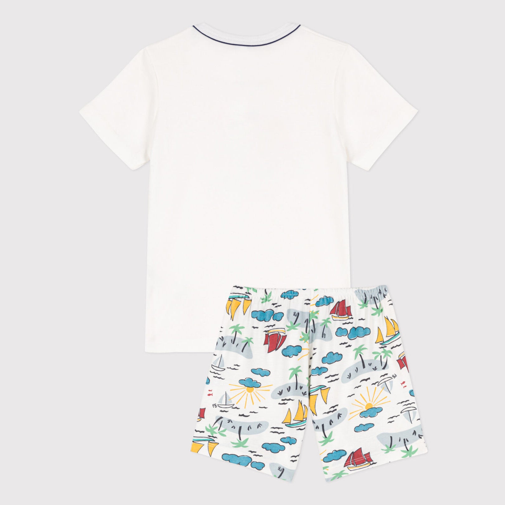 Boys White Printed Cotton Set