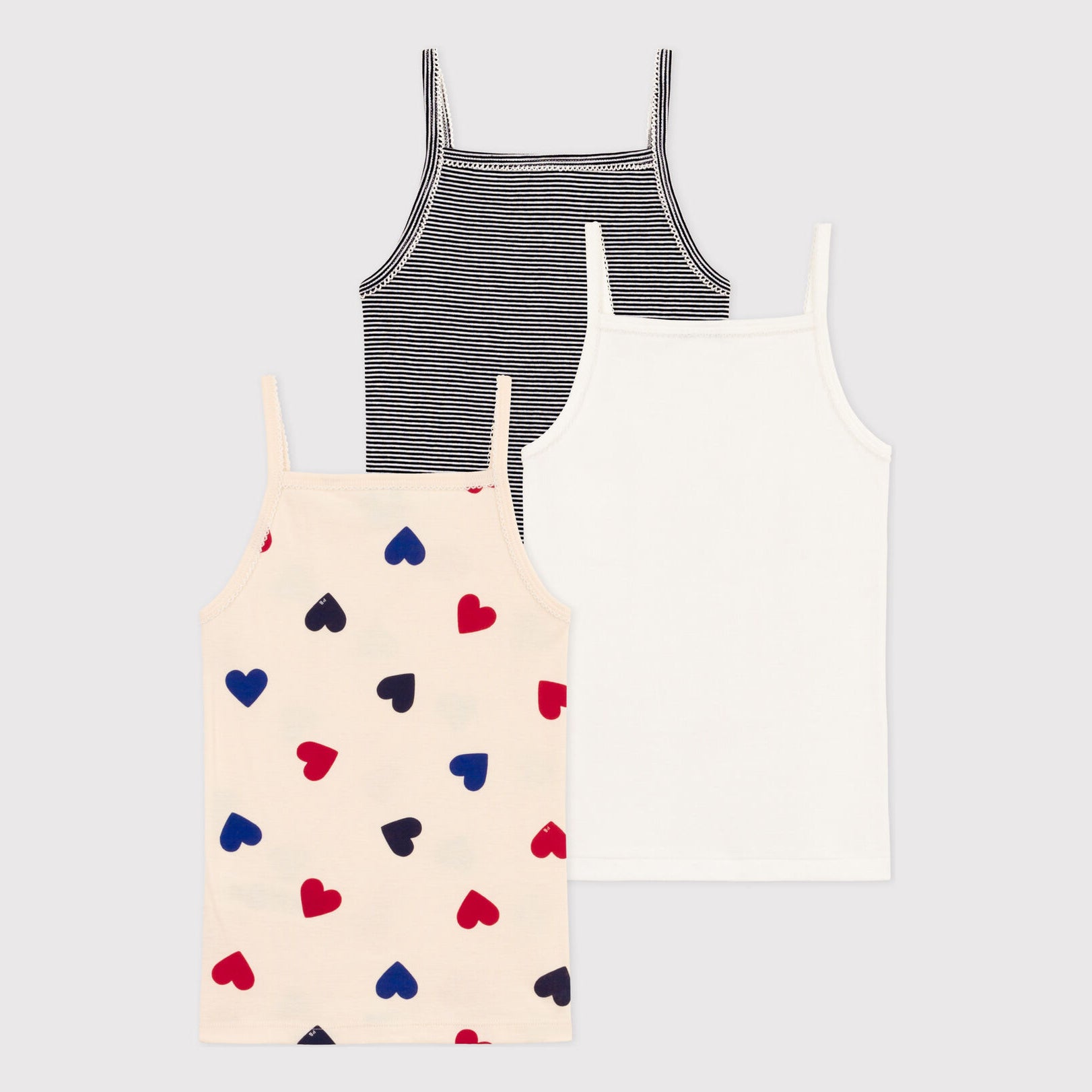 Girls Multicolor Cotton Vest Set (3 Pack)