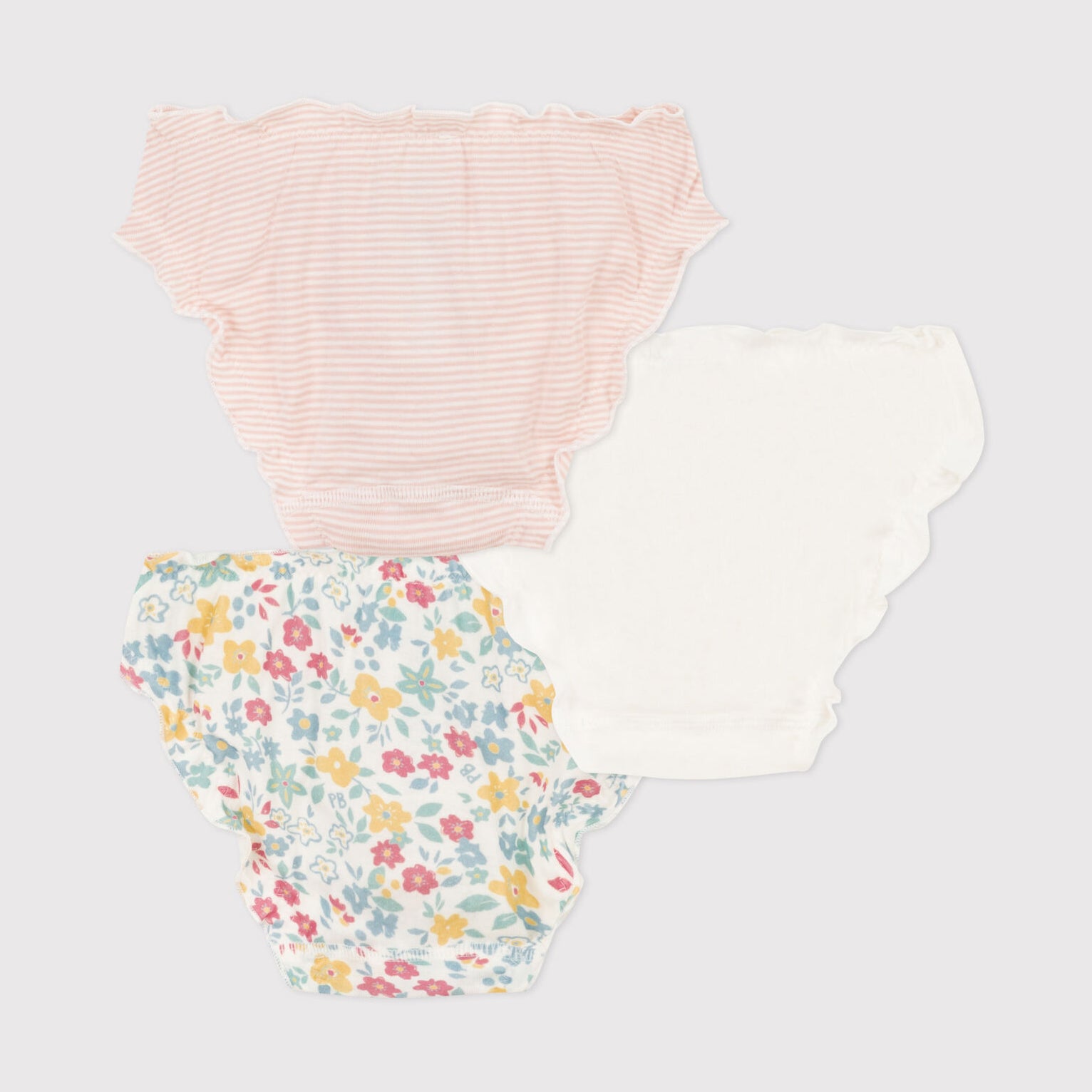 Girls Multicolor Floral Cotton Underwear Set(3 Pack)