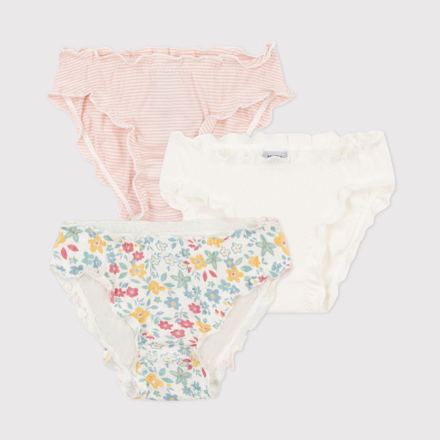 Girls Multicolor Floral Cotton Underwear Set(3 Pack)