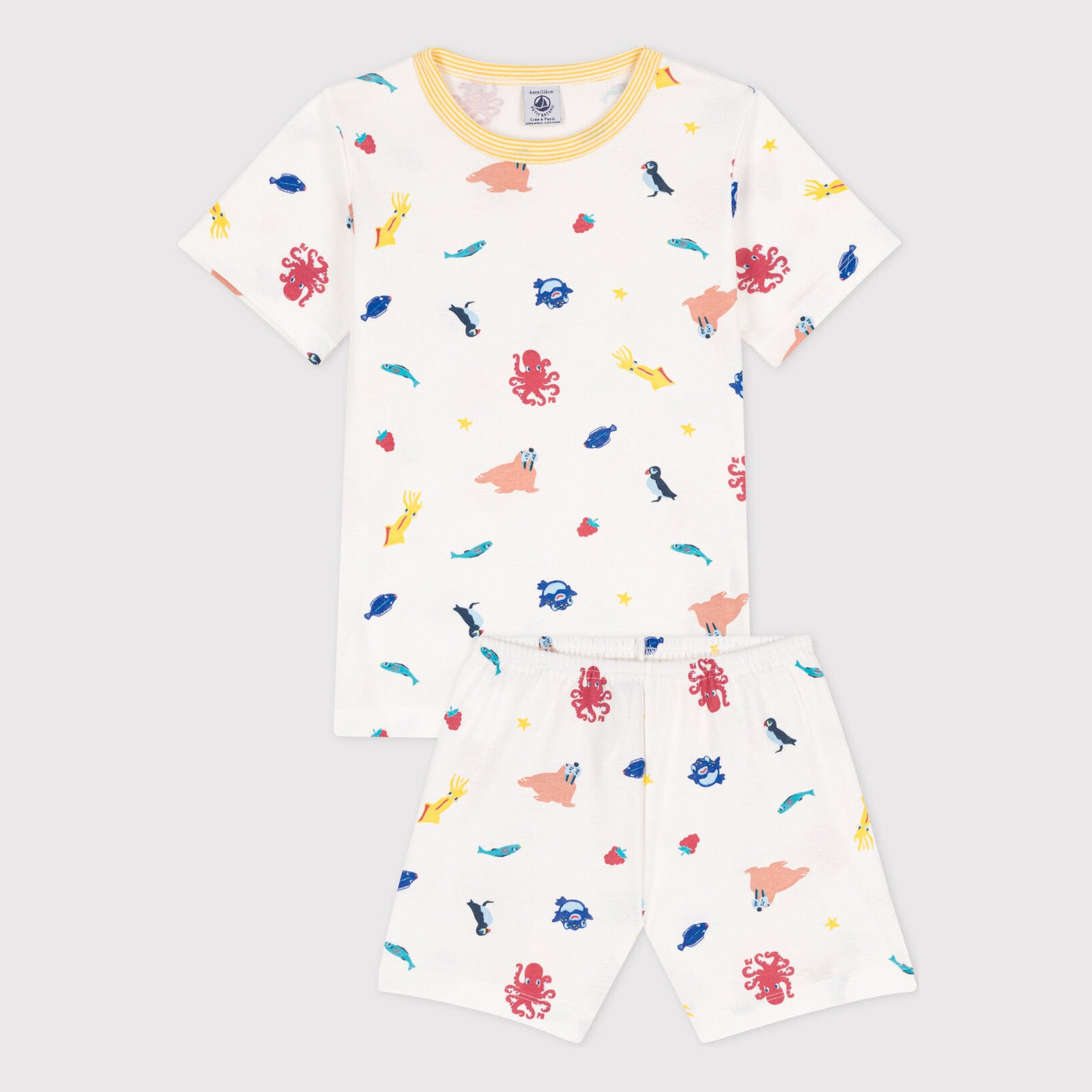 Boys White Printed Cotton Nightwear Set