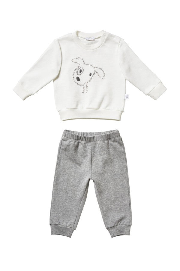 Baby Boys Milk White Top & Grey Bottom Two Piece Set - CÉMAROSE | Children's Fashion Store - 3