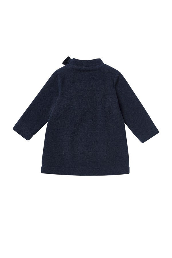 Girls Navy Blue Bow Trims Collar Wool Coat - CÉMAROSE | Children's Fashion Store - 2