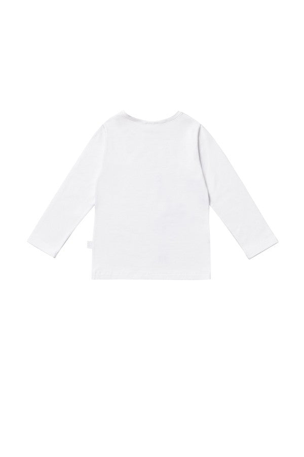 Girls White Fancy Printed Cotton T-Shirt - CÉMAROSE | Children's Fashion Store - 2