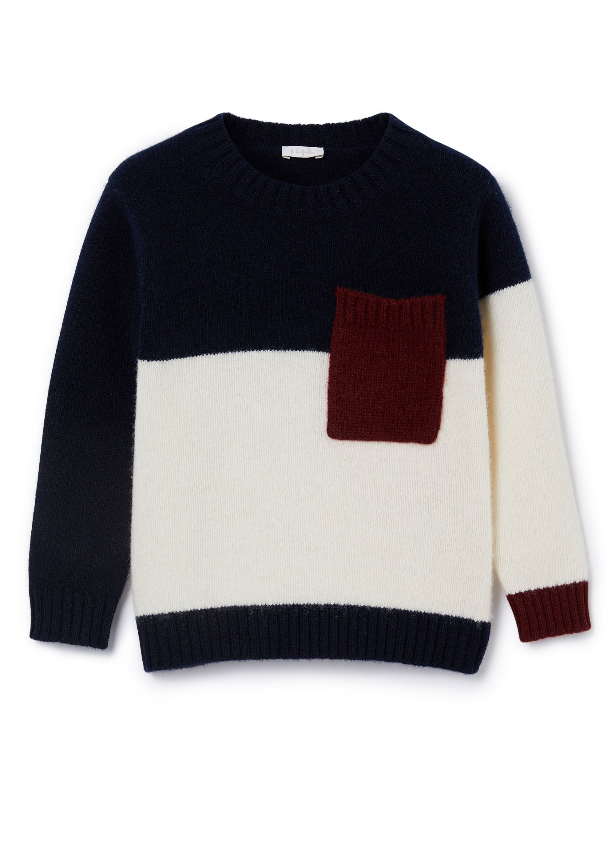Boys Navy Blue & Milk Virgin Wool Jumper