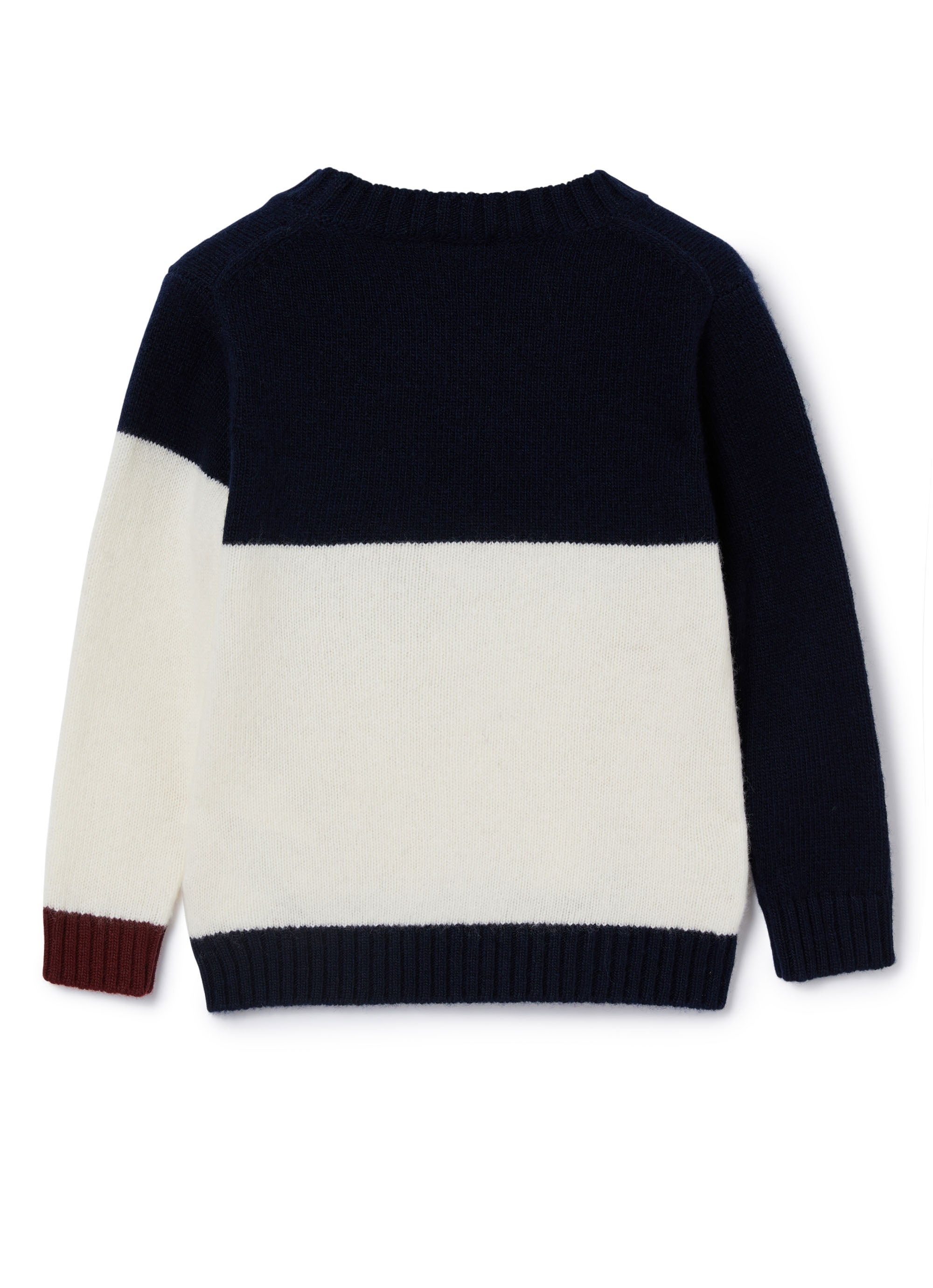 Boys Navy Blue & Milk Virgin Wool Jumper