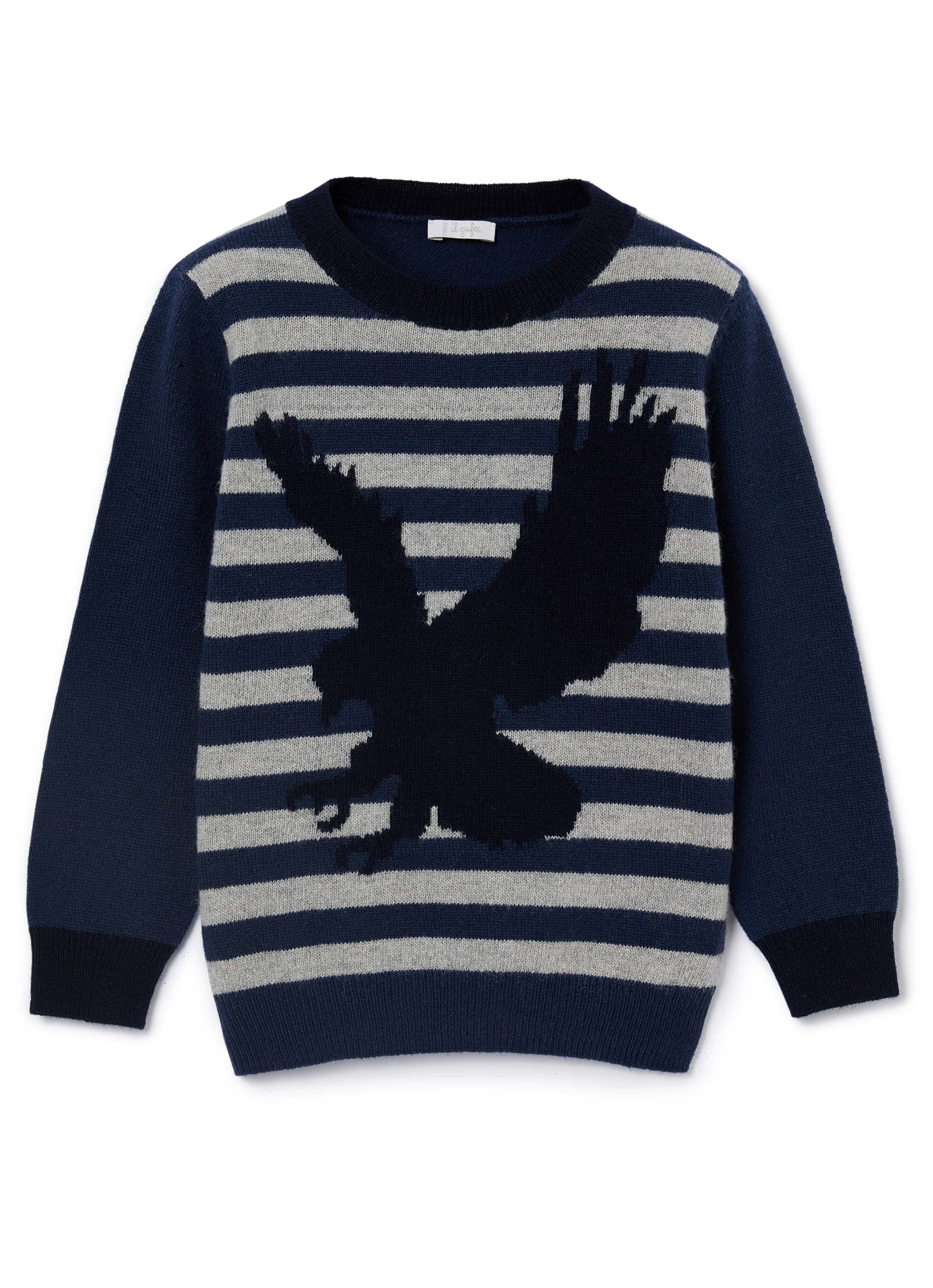 Boys Ocean Blue Stripe Virgin Wool Jumper