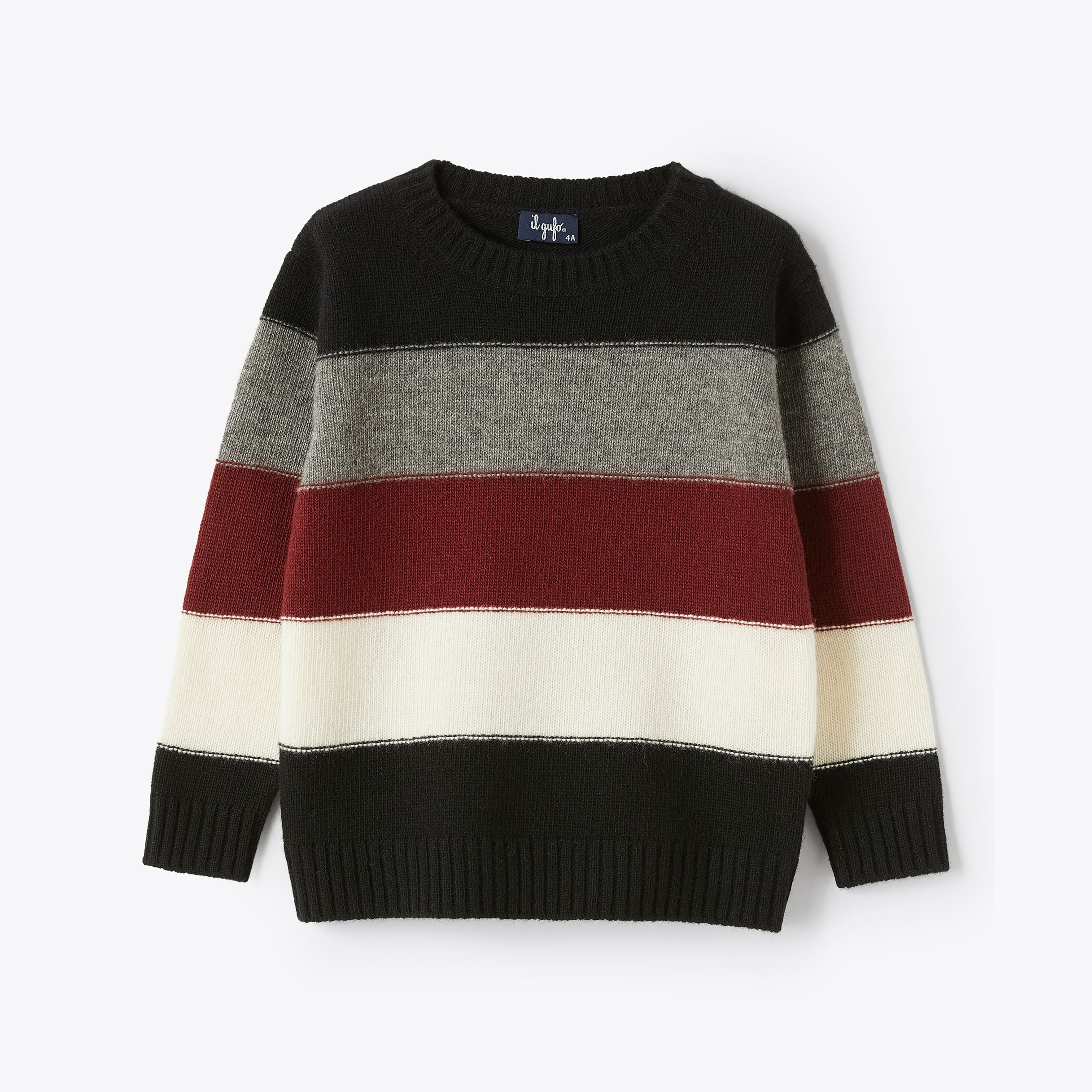 Boys Black Stripes Wool Sweater