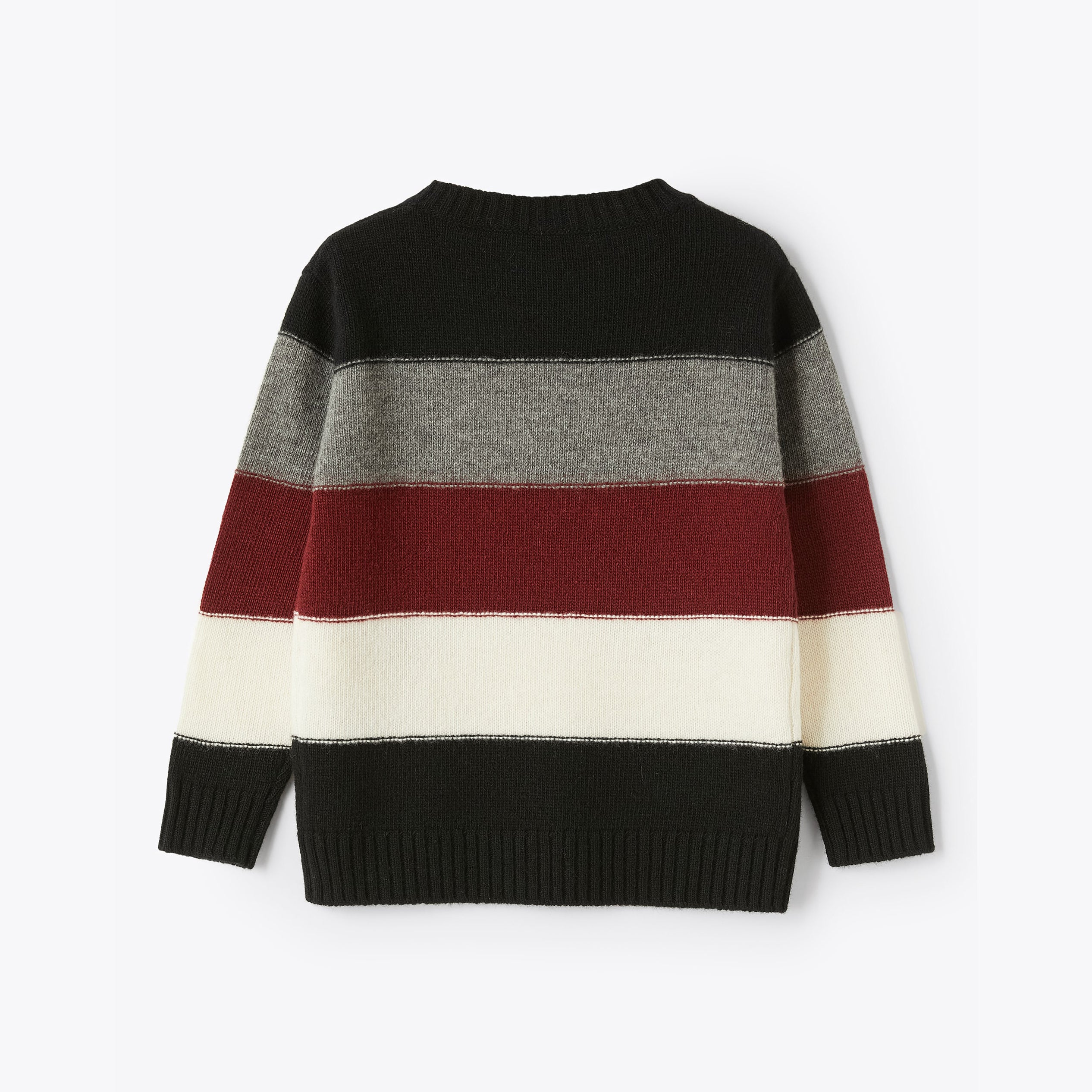 Boys Black Stripes Wool Sweater
