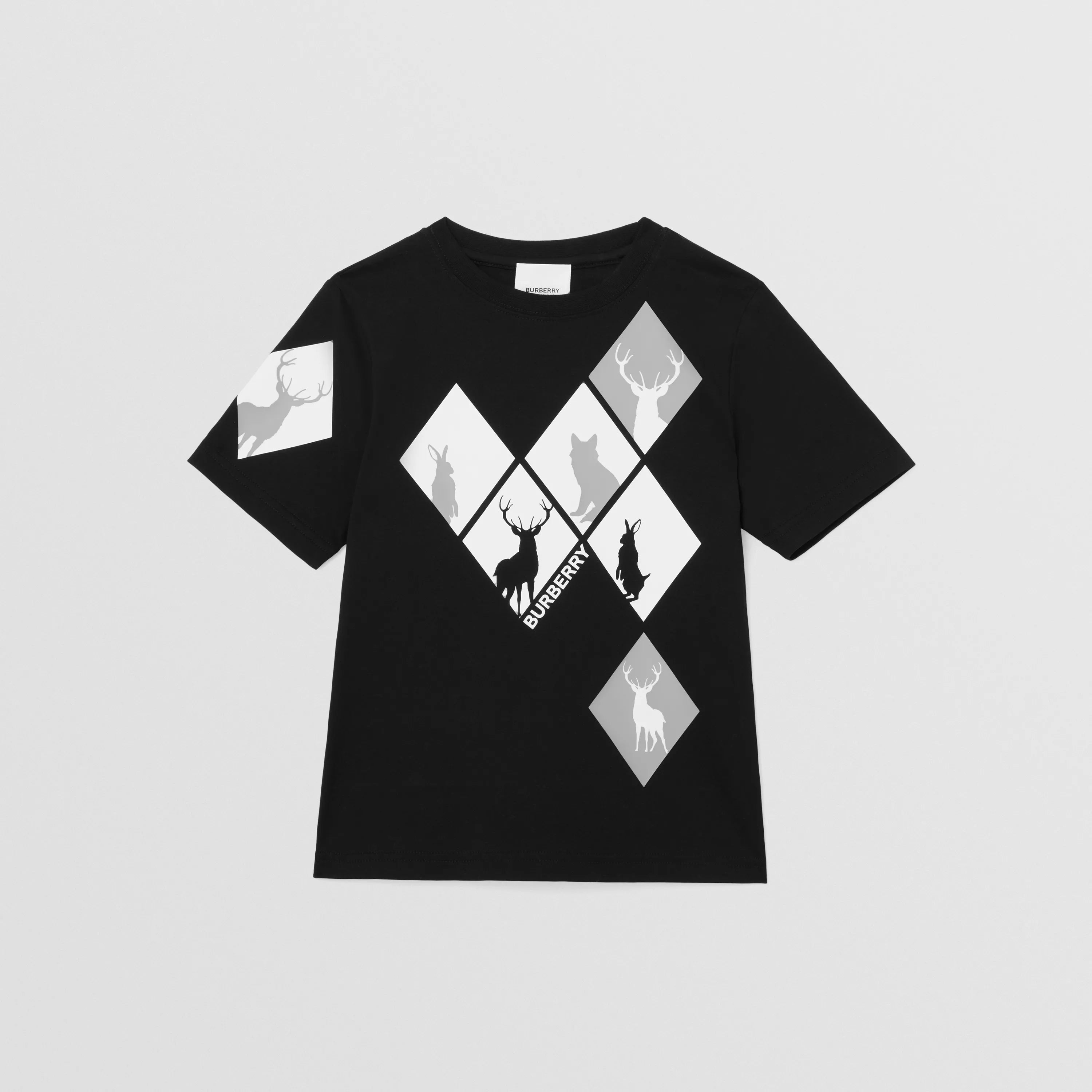 Boys & Girls Black Printed Cotton T-Shirt