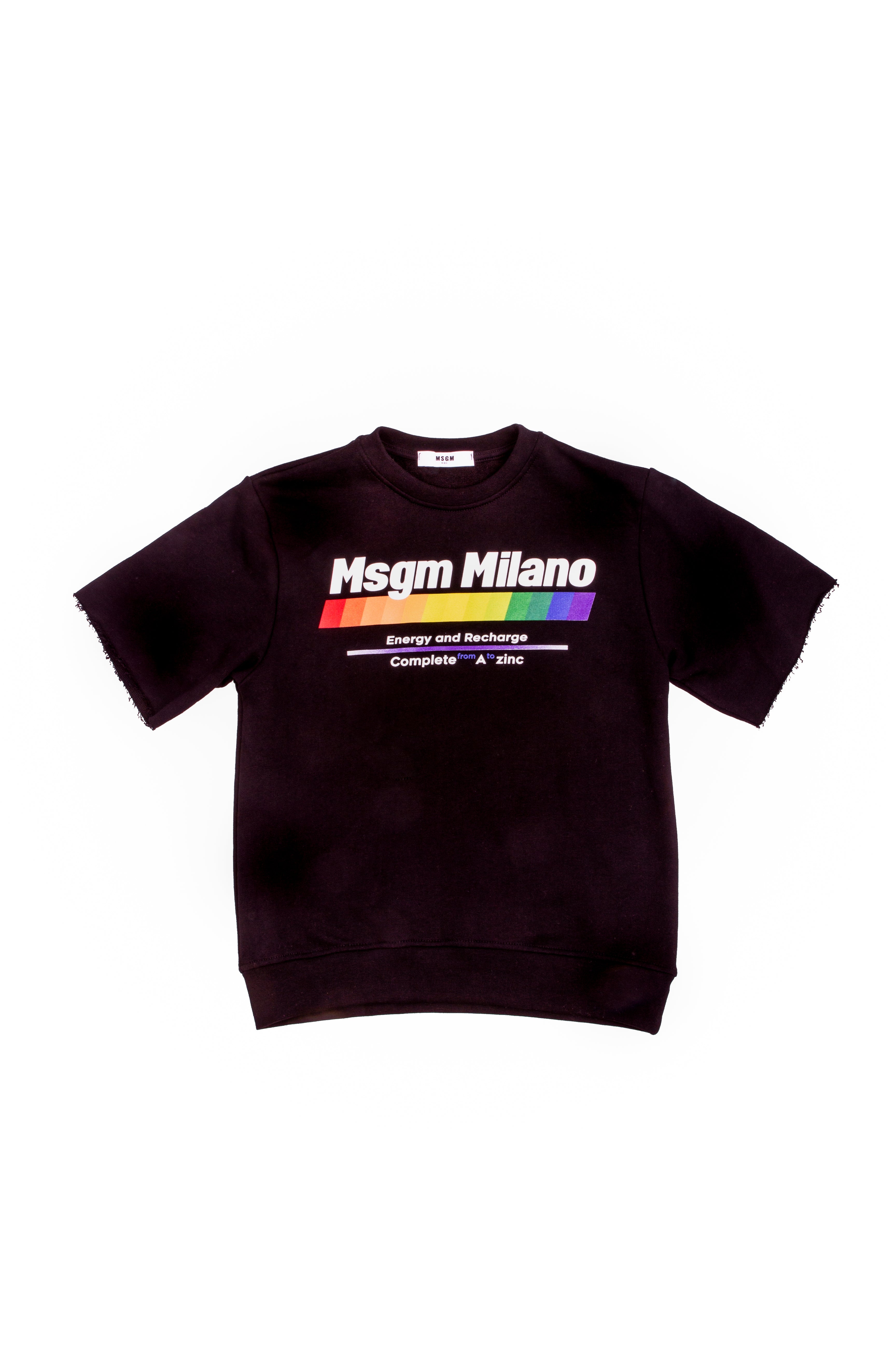 Boys Black Short Sleeves Sweatshirt